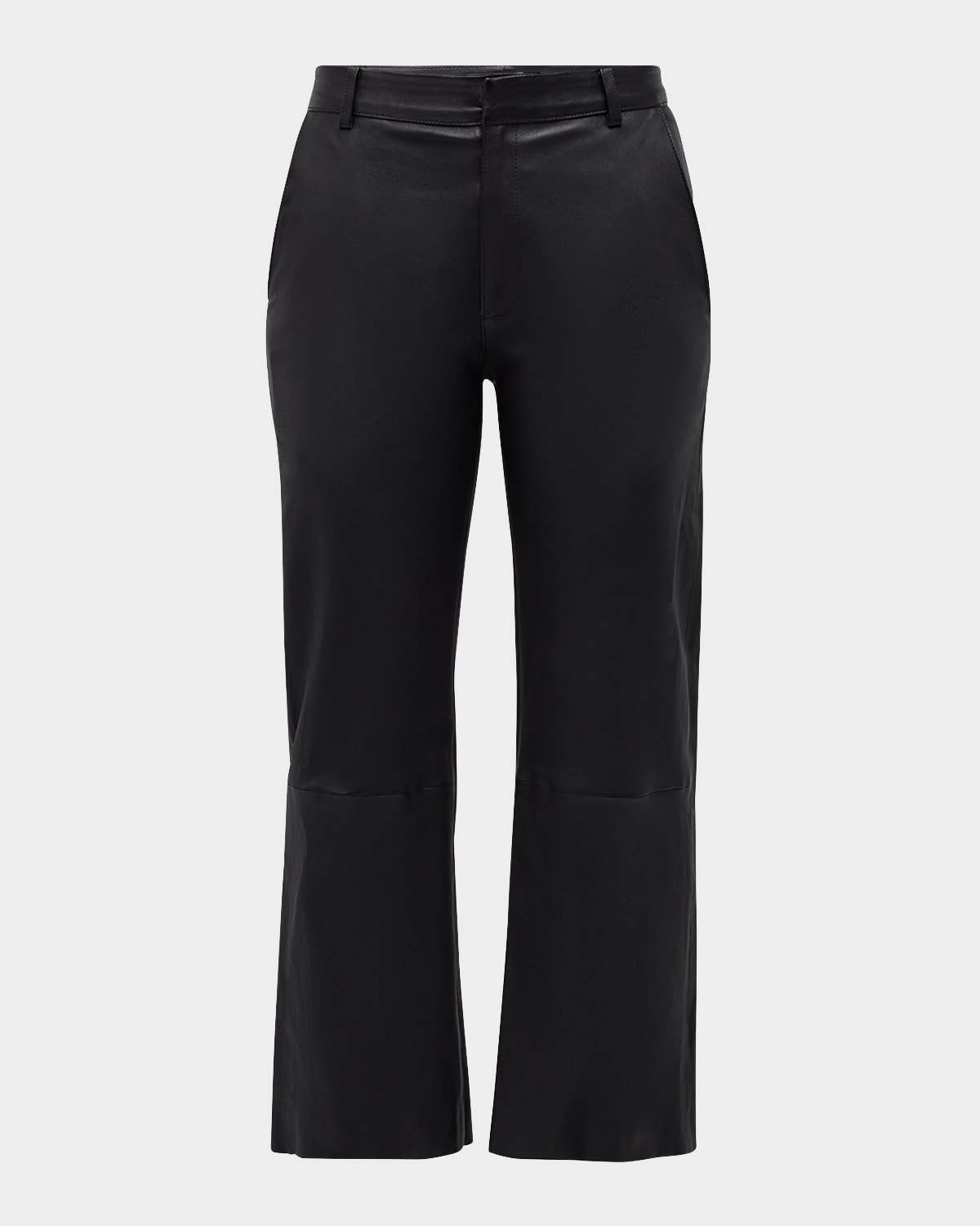 Sprwmn Cropped Baggy Low-rise Leather Trousers In Black