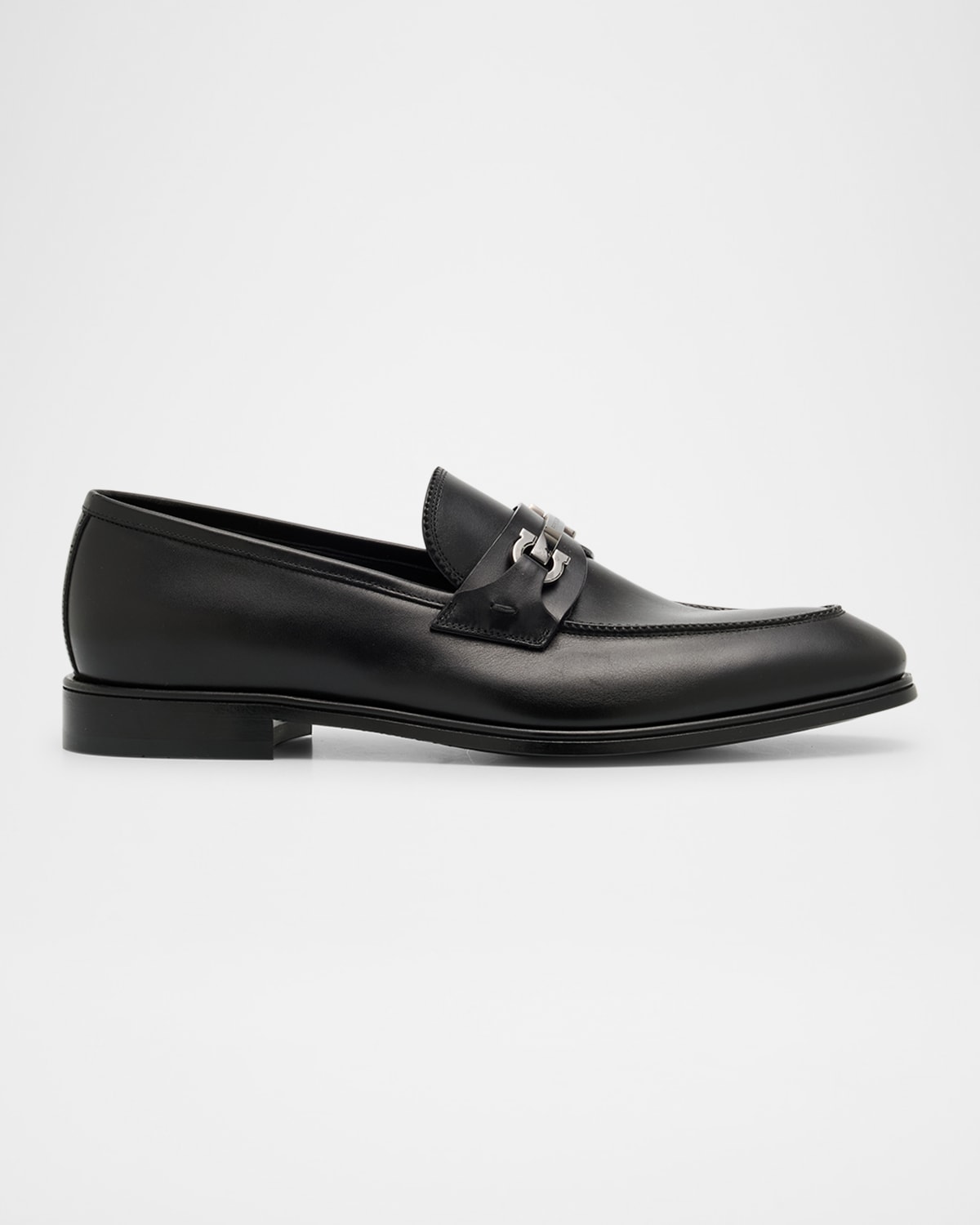 Ferragamo Men's Doupont Lux Leather Bit Loafers In Nero