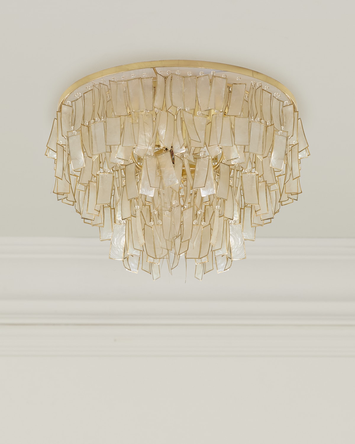 Neiman Marcus Melissa 18" 2-light Capiz Shell Flush Mount In Gold