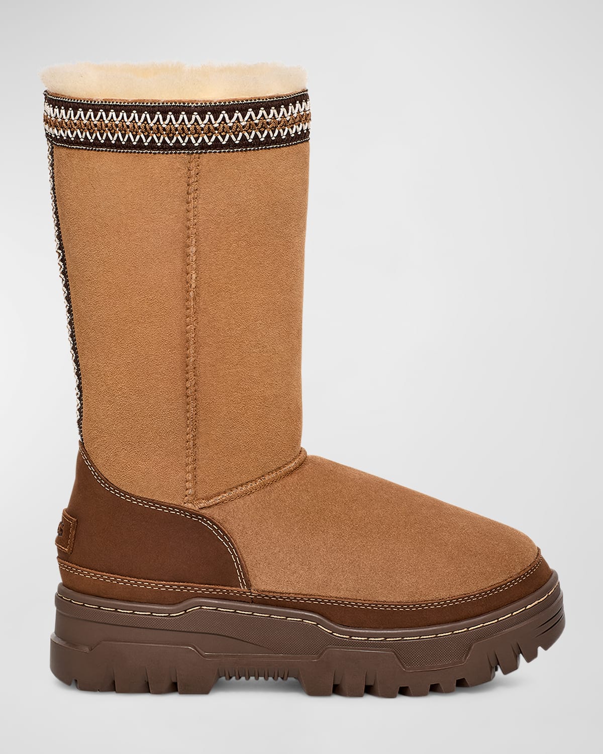 Shop Ugg Trailgrazer Suede Shearling Tall Boots In Chestnut