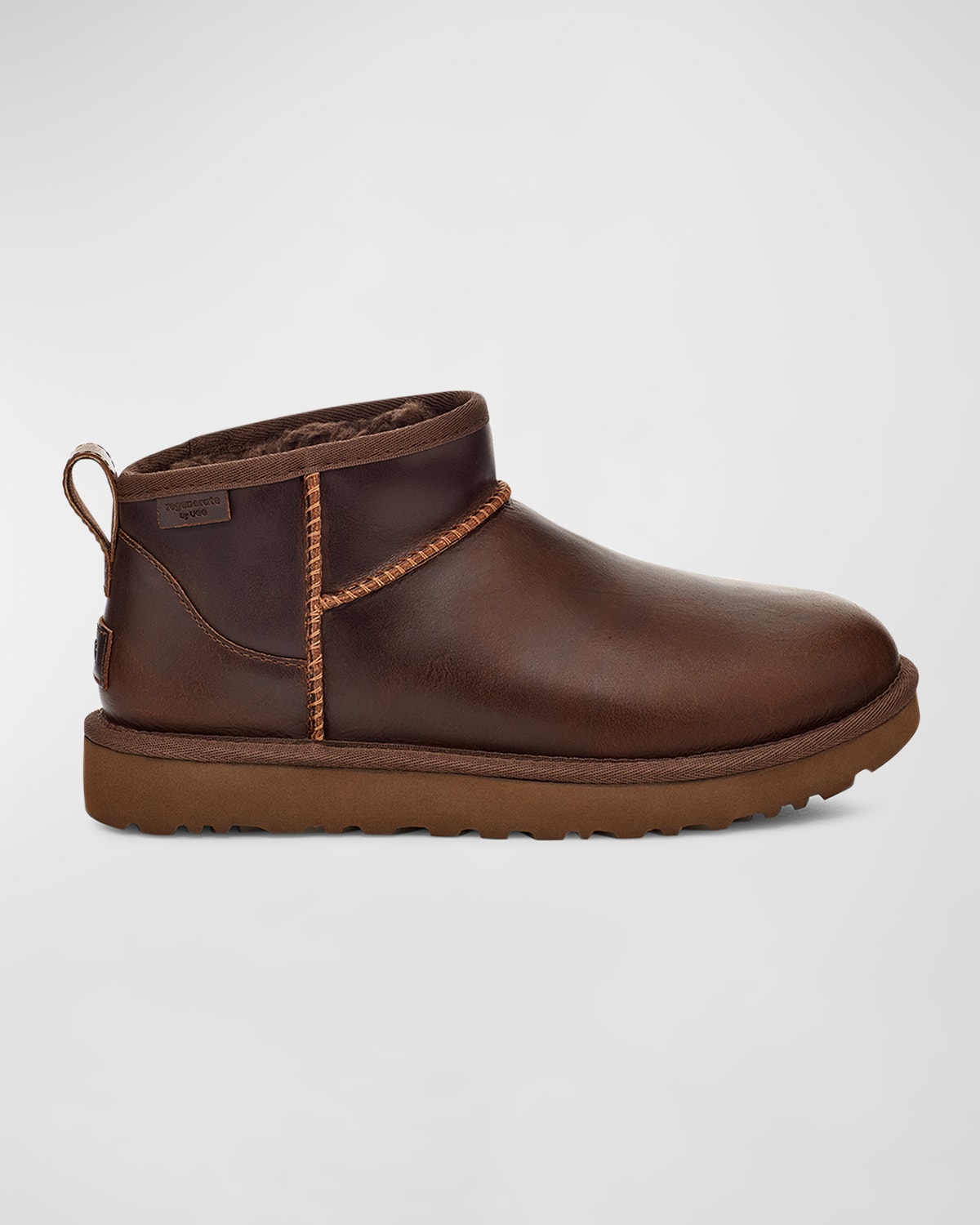 Ugg Classic Ultra Mini Leather Regenerated Boots In Ironwood