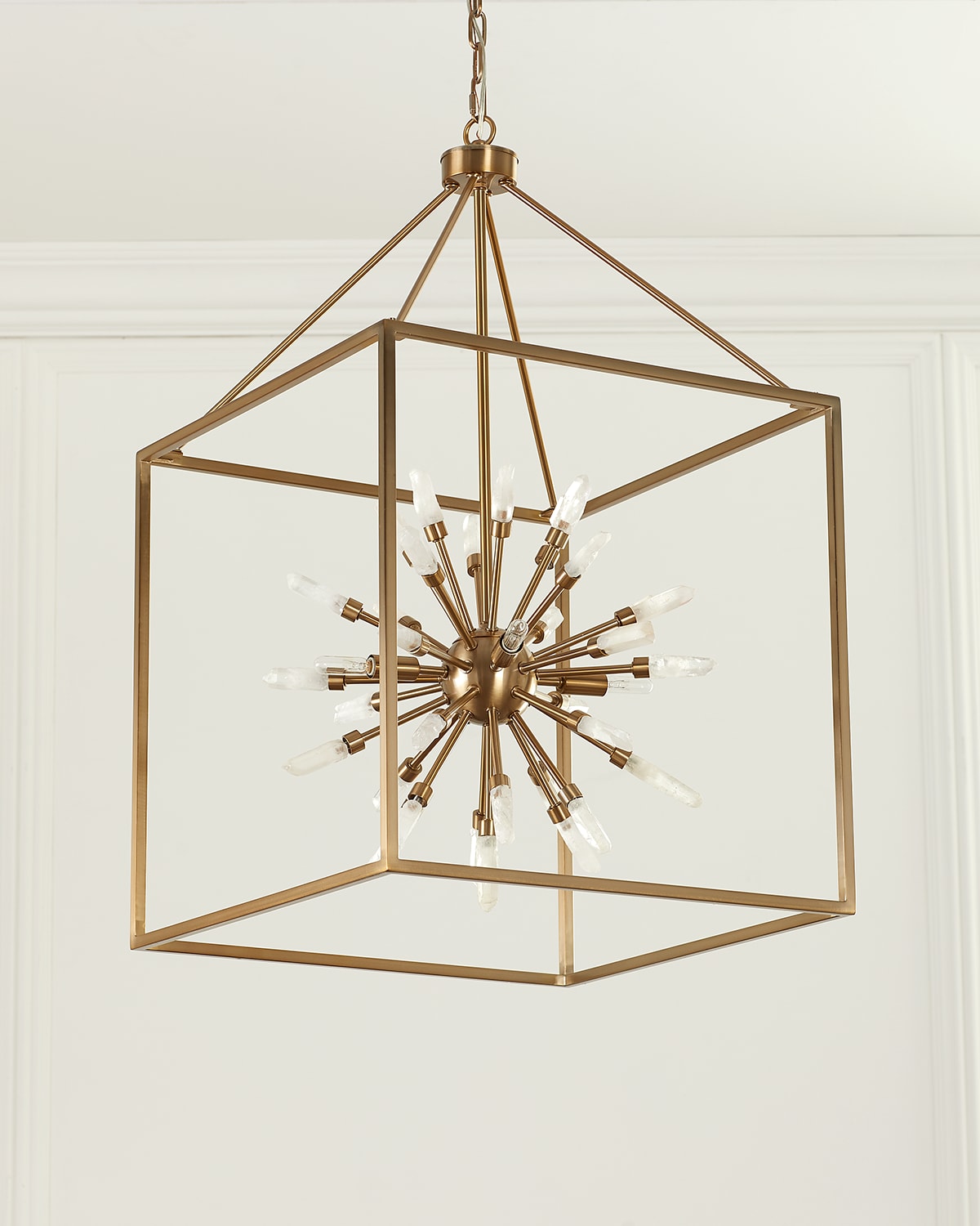 Neiman Marcus Quartz Burst 31" 4-light Chandelier In Gold