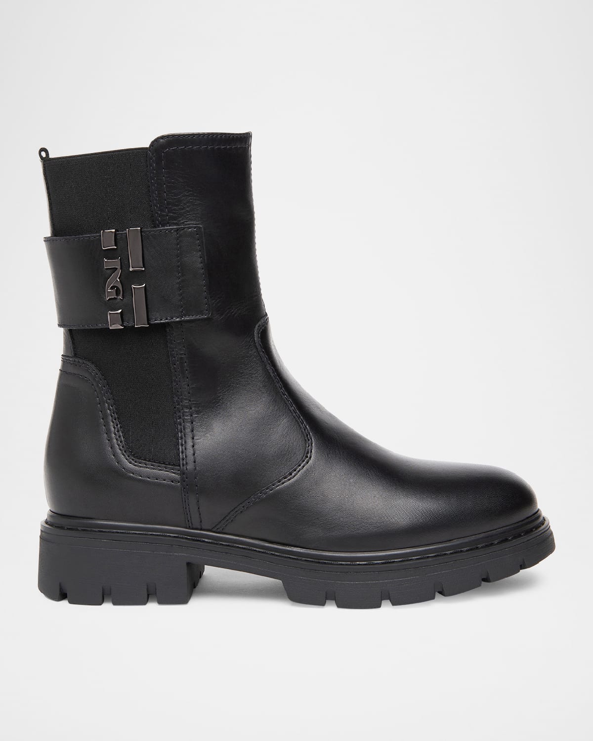 Leather Logo-Strap Chelsea Booties