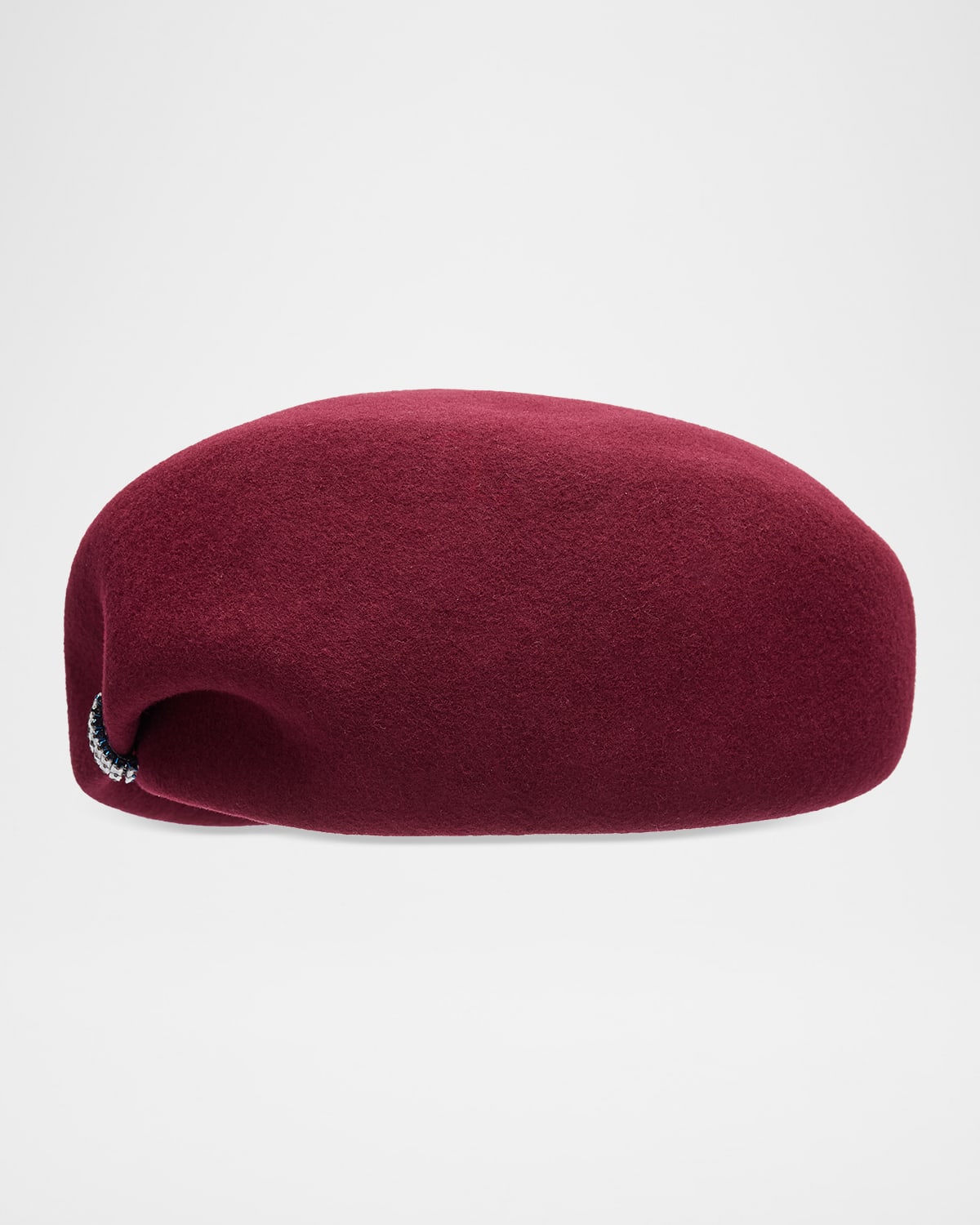 Inverni Embellished Wool Felt Beret In Burgundy