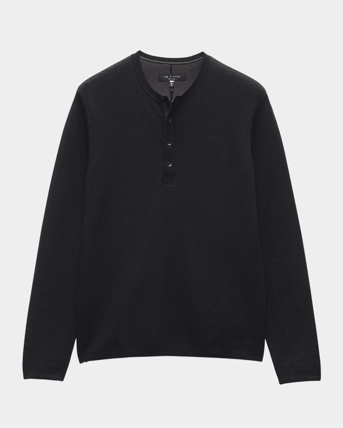 Rag & Bone Men's Bennet Knit Henley Shirt In Black