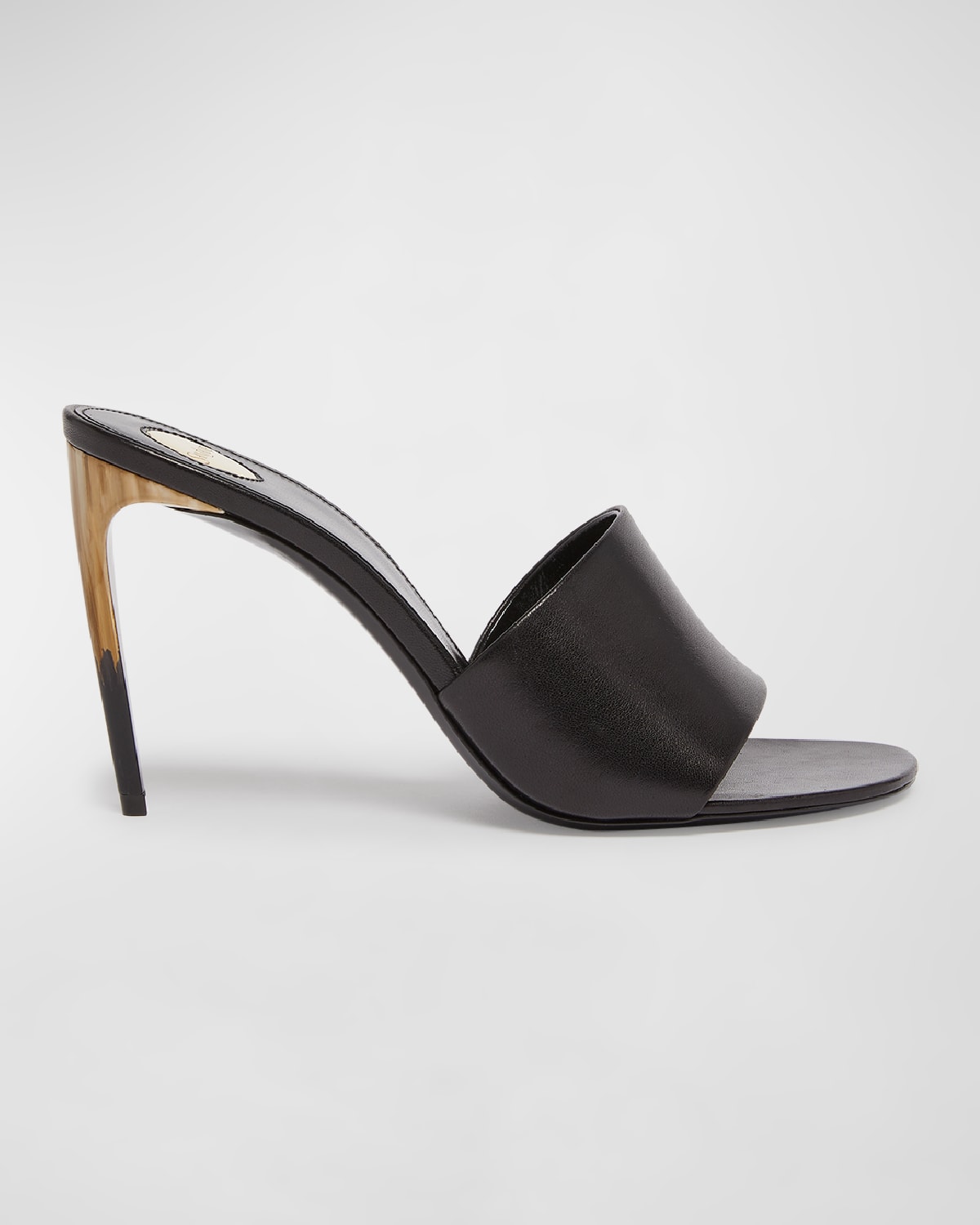 Shop Saint Laurent Lodge Leather Stiletto Mule Sandals In Black