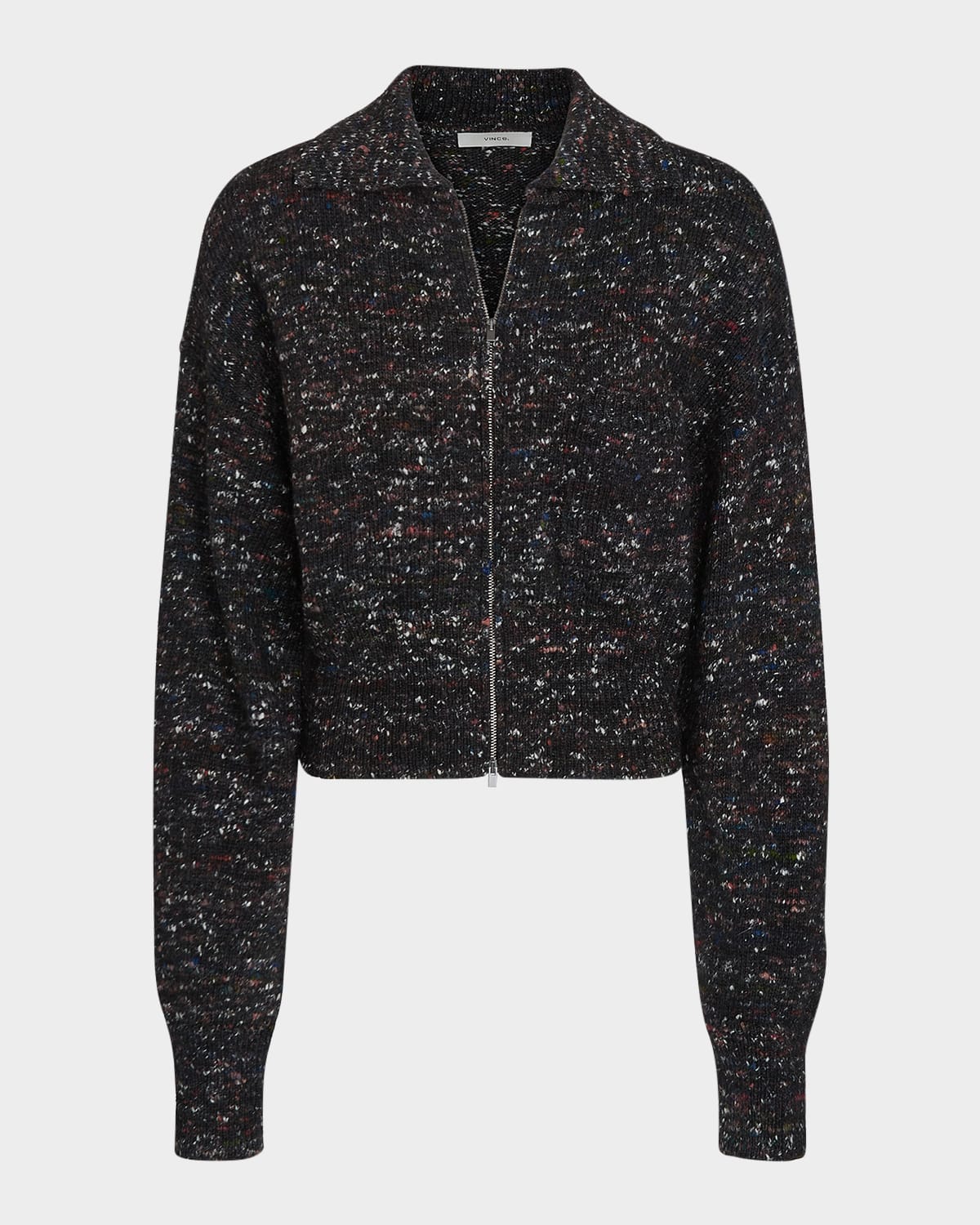 Donegal Wool & Silk Knit Zip-Front Jacket