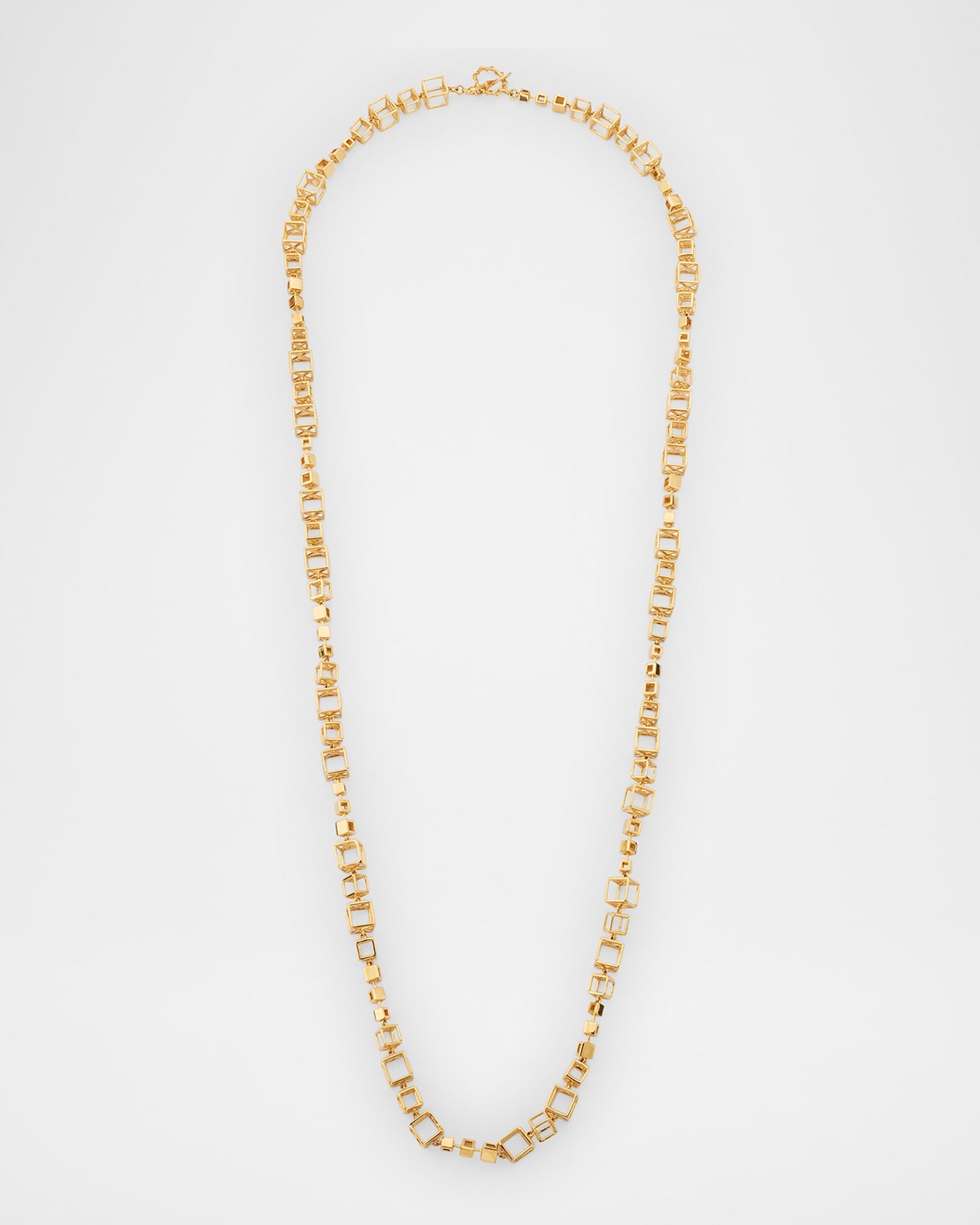 18K Large and Small Cube Necklace, 41"L