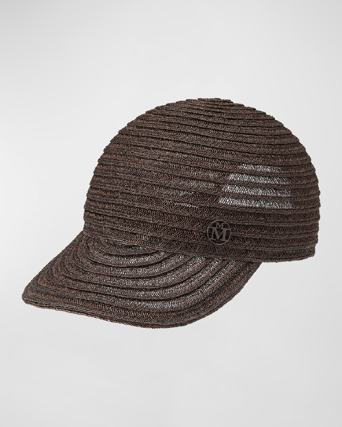 Maison Michel Tiger Straw Baseball Cap In Dark Brown