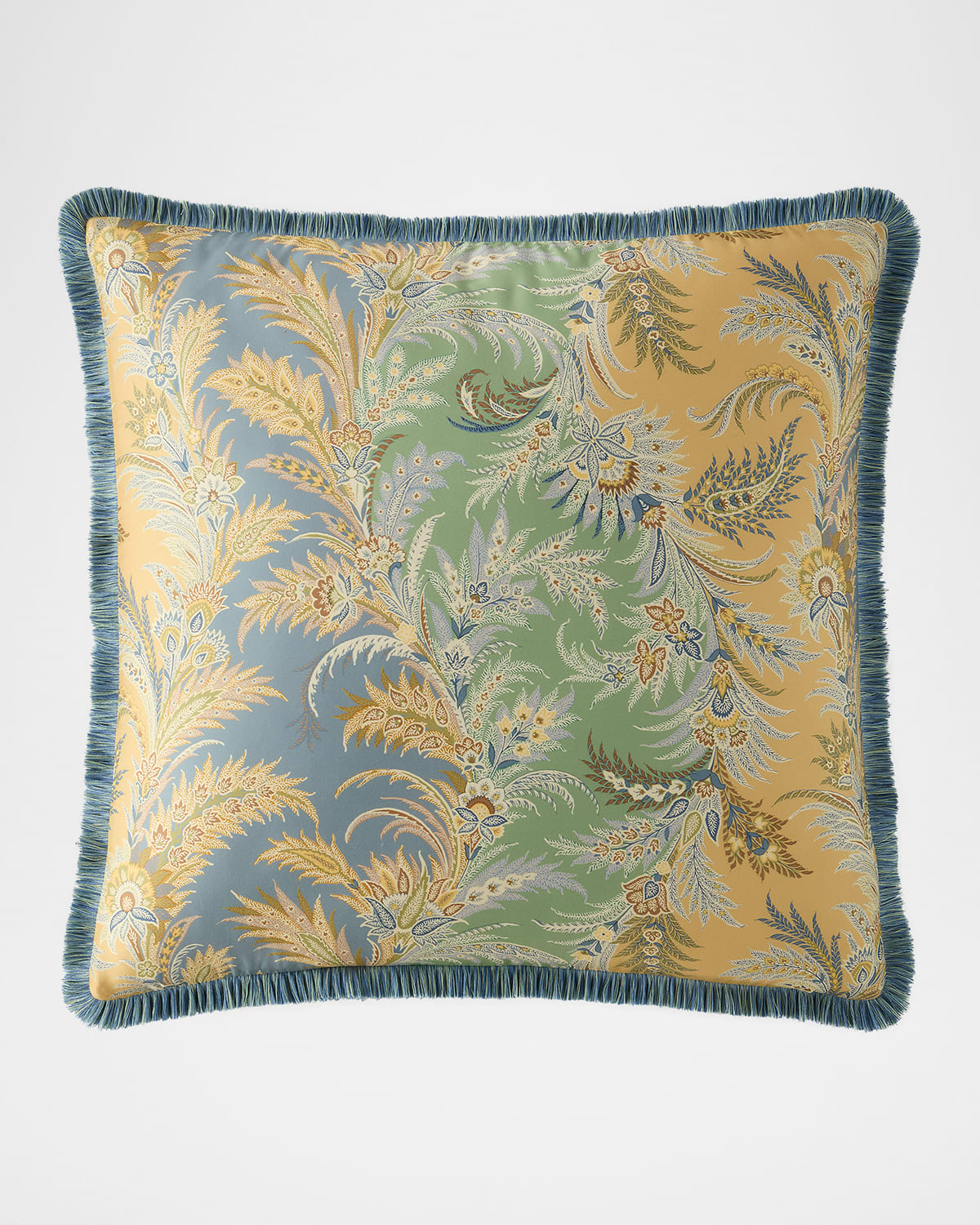 Etro Caladium Pillow With Fringe, 24" Square In Multicolour On Pale