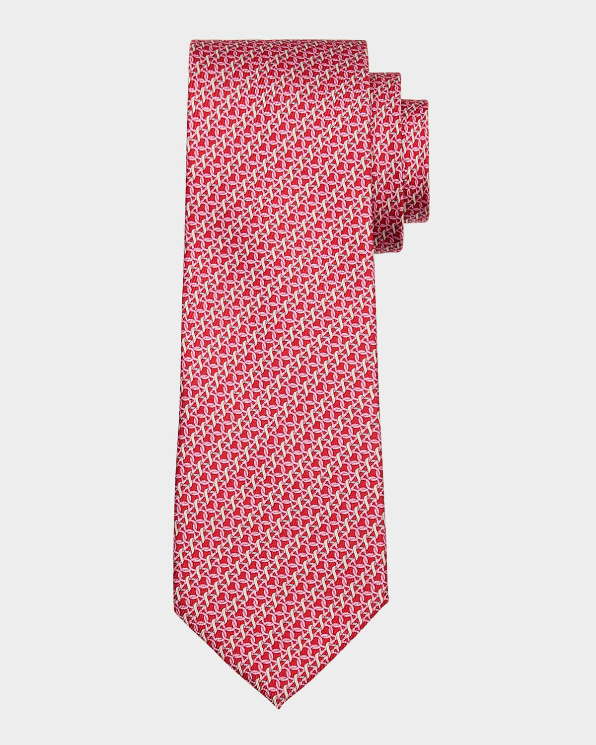 Ferragamo Silk Classic Link Tie In Red