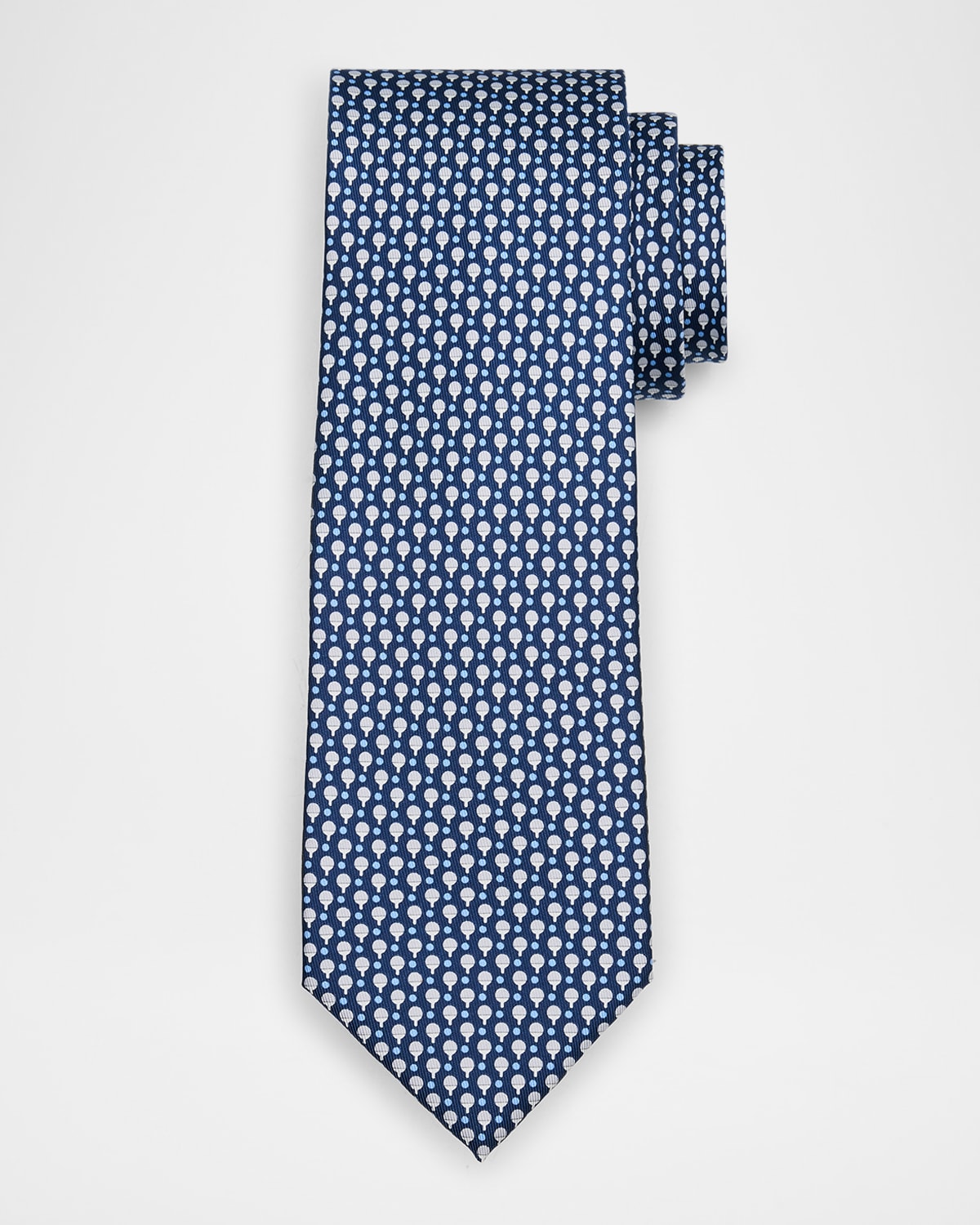 Ferragamo Men's Ping Pong Paddle Printed Silk Tie In Blue