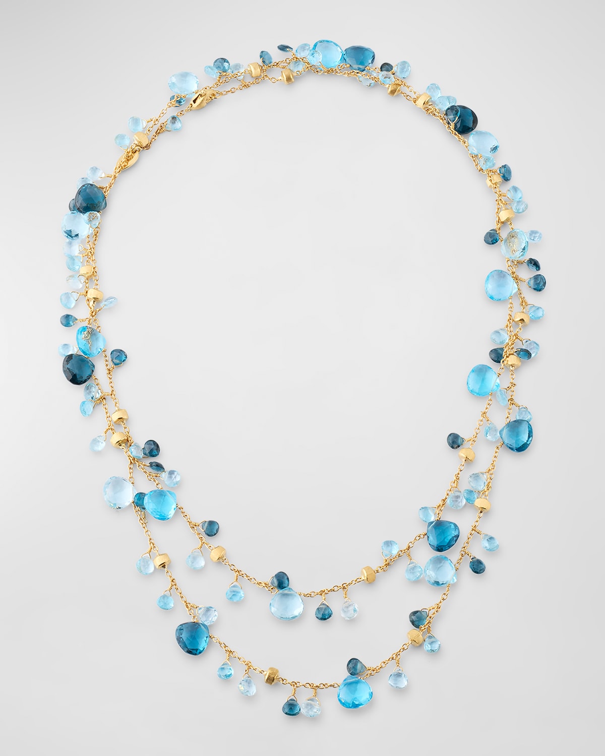 18K Yellow Gold Long Necklace with Mixed Topaz, 36"L