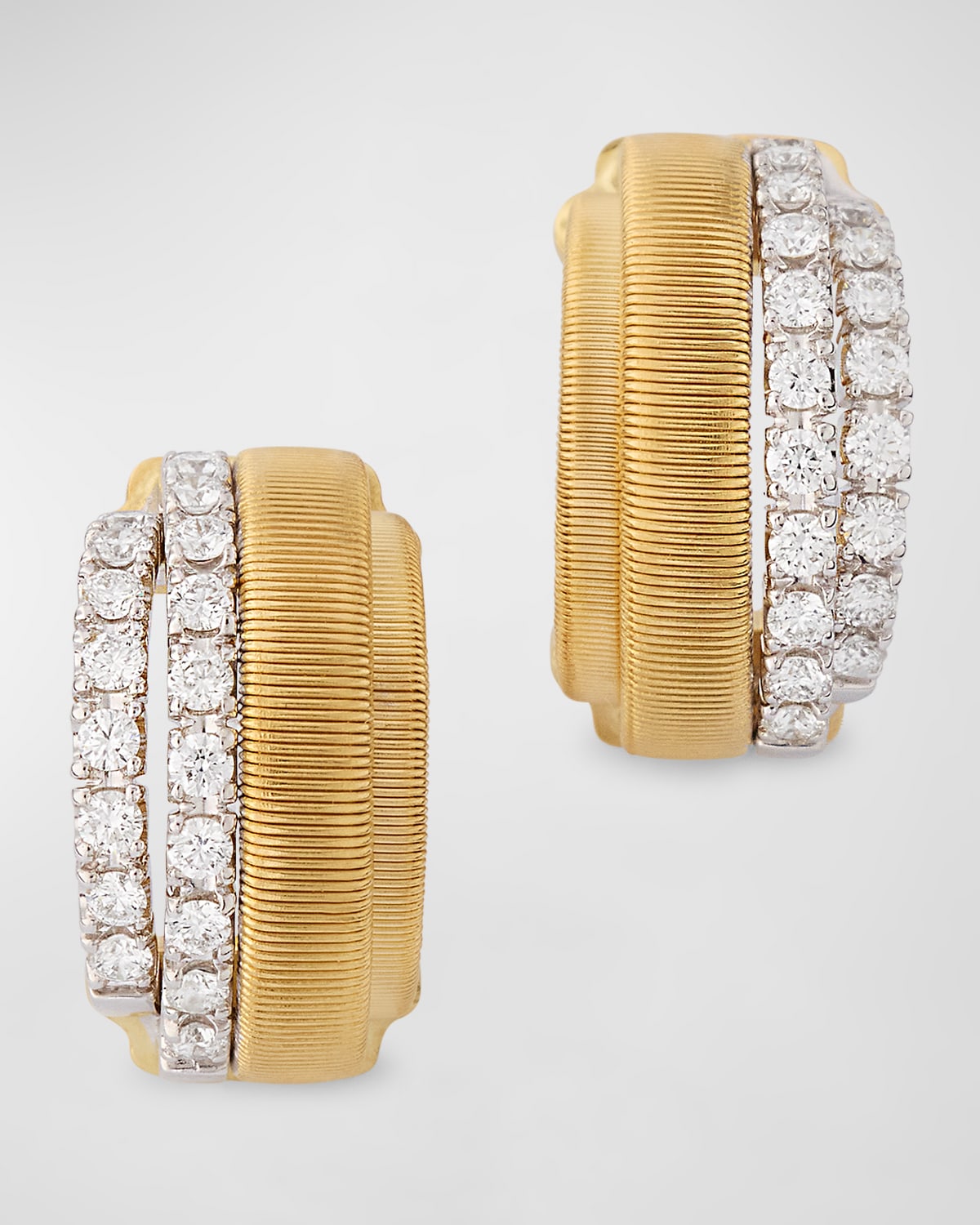 18K Yellow Gold Huggie Earrings with Diamonds