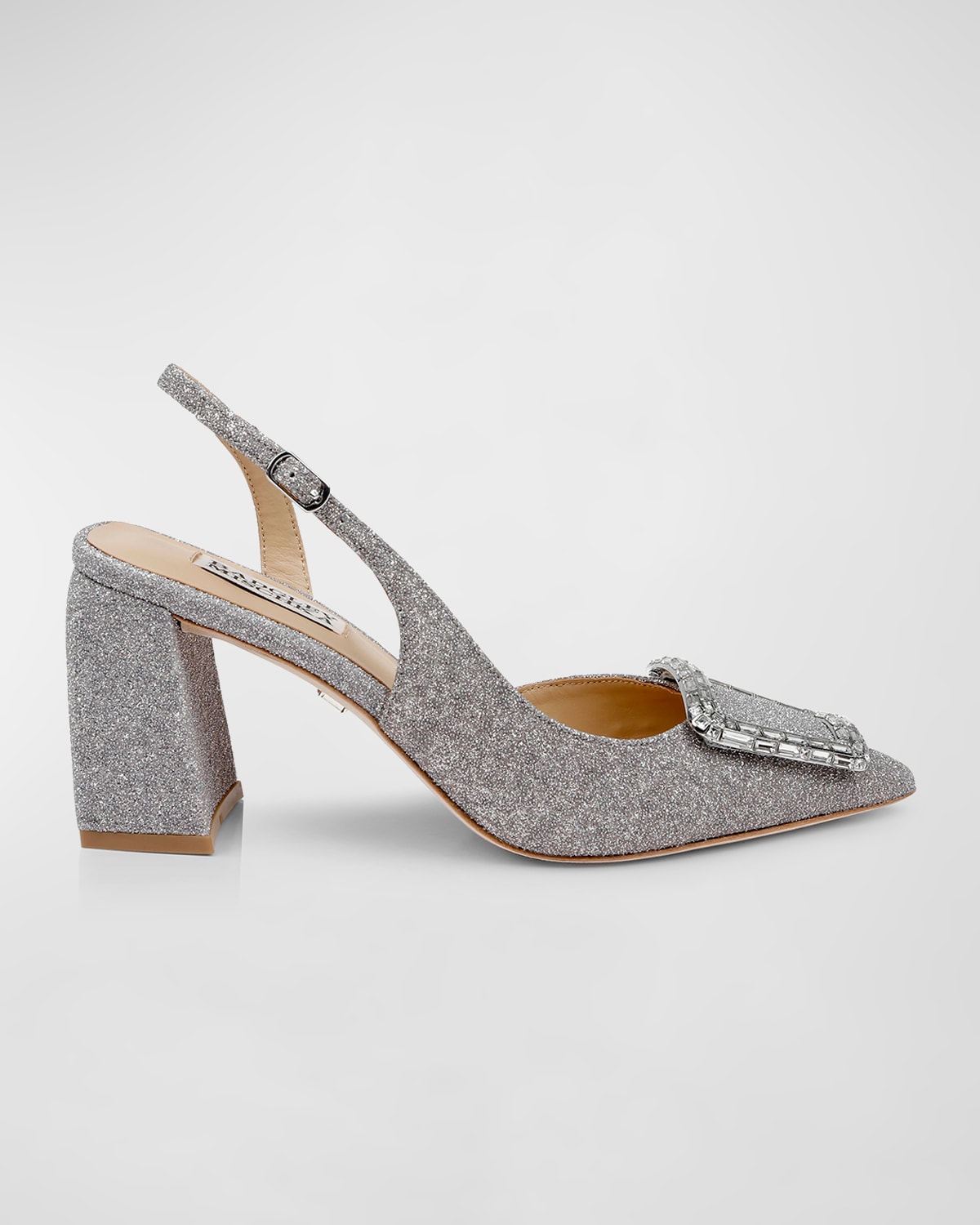 BADGLEY MISCHKA ADALINE GLITTER BUCKLE SLINGBACK PUMPS 