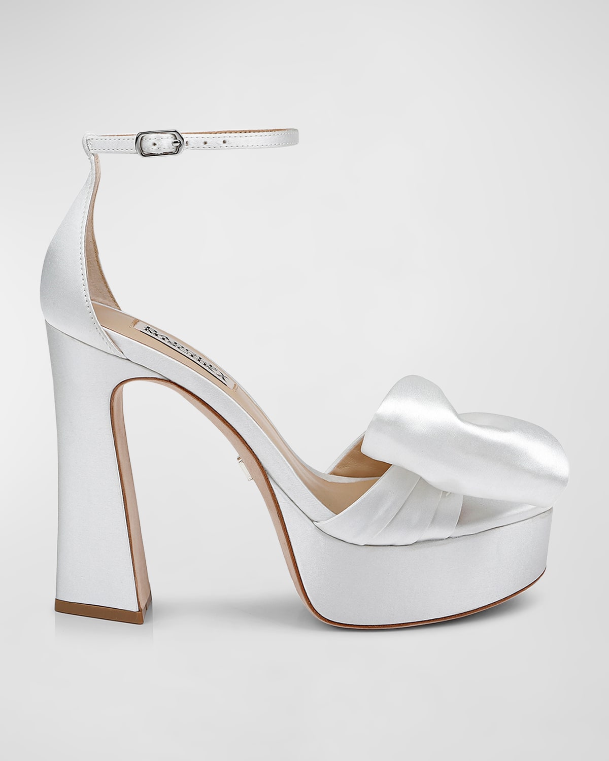 Badgley Mischka Alora Silk Bow Platform Sandals In Soft White