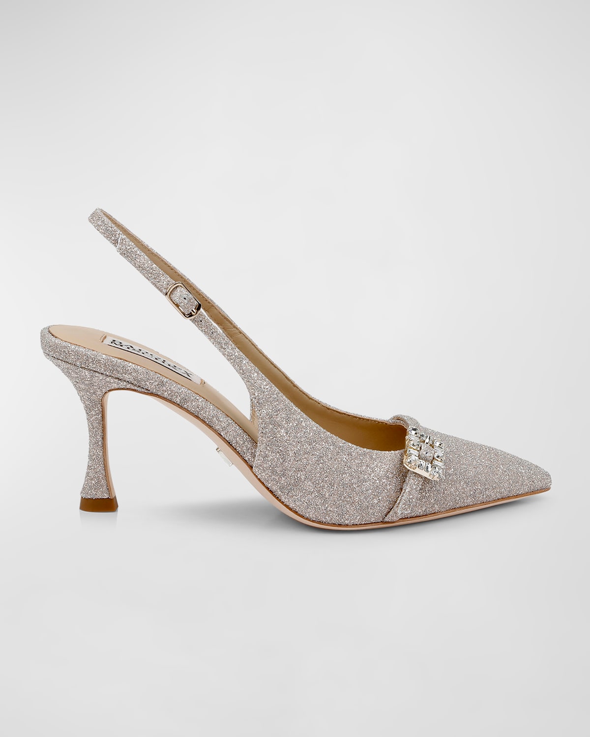 BADGLEY MISCHKA ANNMARIE GLITTER BUCKLE SLINGBACK PUMPS 