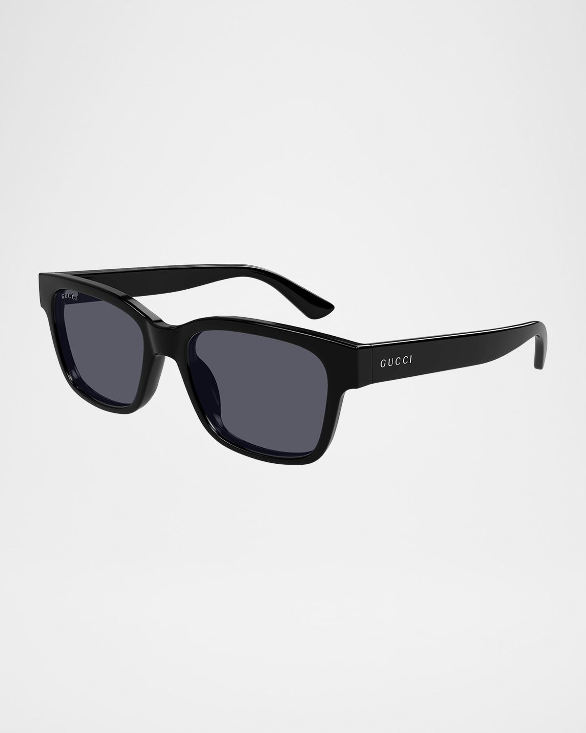 Gucci Men's Gg1716sm Plastic Rectangle Sunglasses In Shiny Black