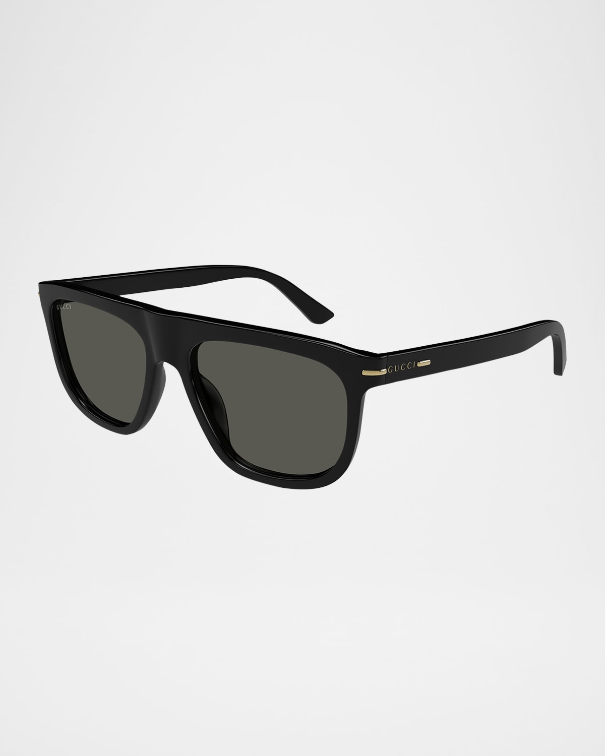Gucci Men's Gg1726sm Acetate Rectangle Sunglasses In Shiny Black