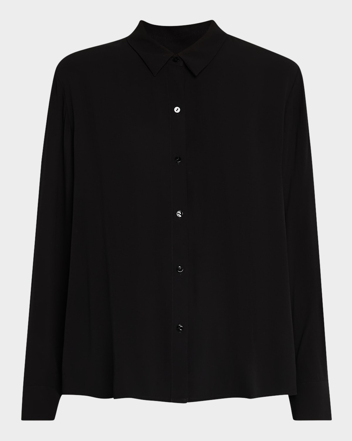 Eileen Fisher Button-Down Silk Georgette Crepe Shirt