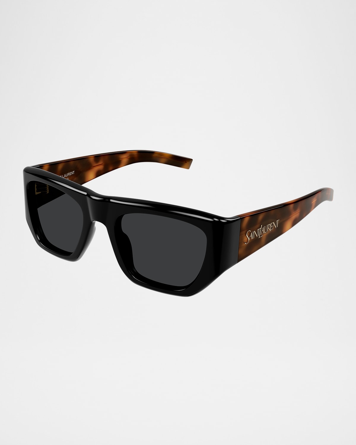 Saint Laurent 52mm Rectangular Sunglasses In Shiny Solid Black
