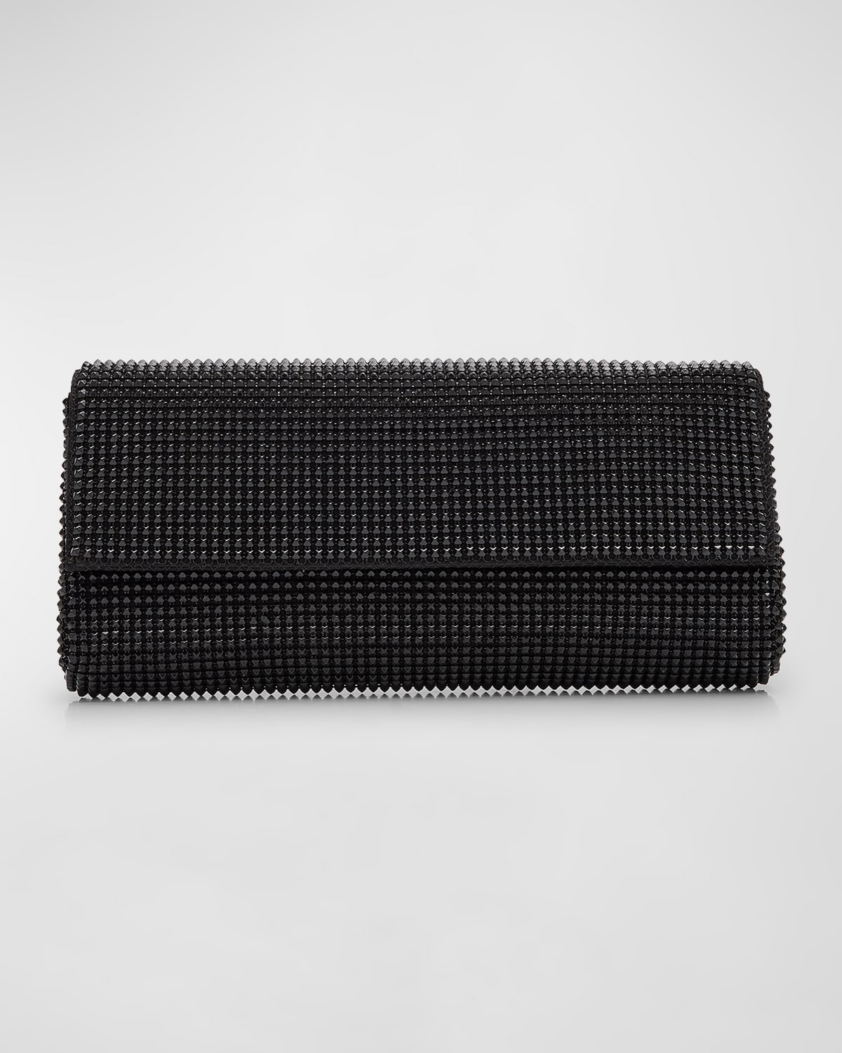 Whiting & Davis Pyramid Envelope Mesh Clutch Bag In Black