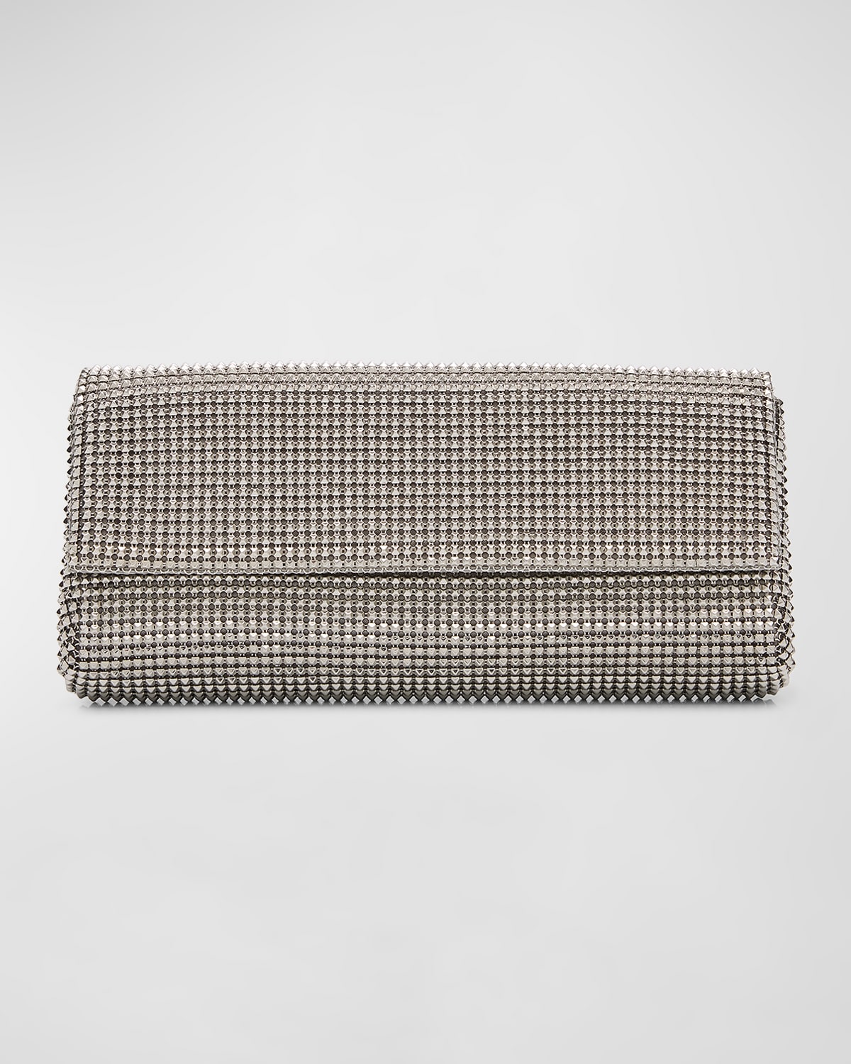 Whiting & Davis Pyramid Envelope Mesh Clutch Bag In Pewter