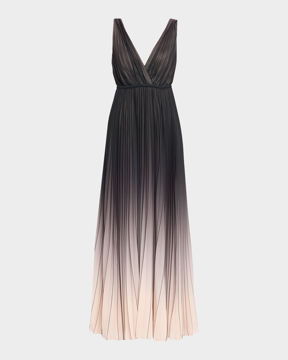 Ungaro Deep V-neck Pleated Ombre Gown