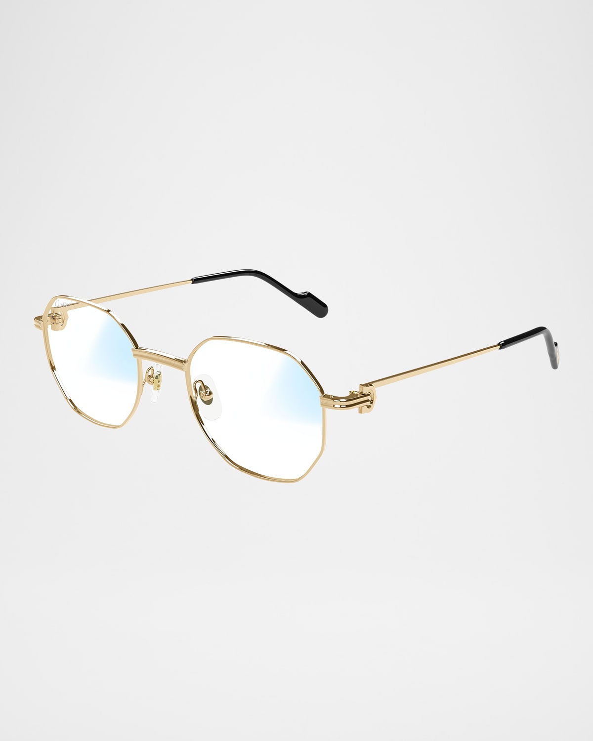 Cartier Round Photochromic Metal Sunglasses In Smooth Golden Finish
