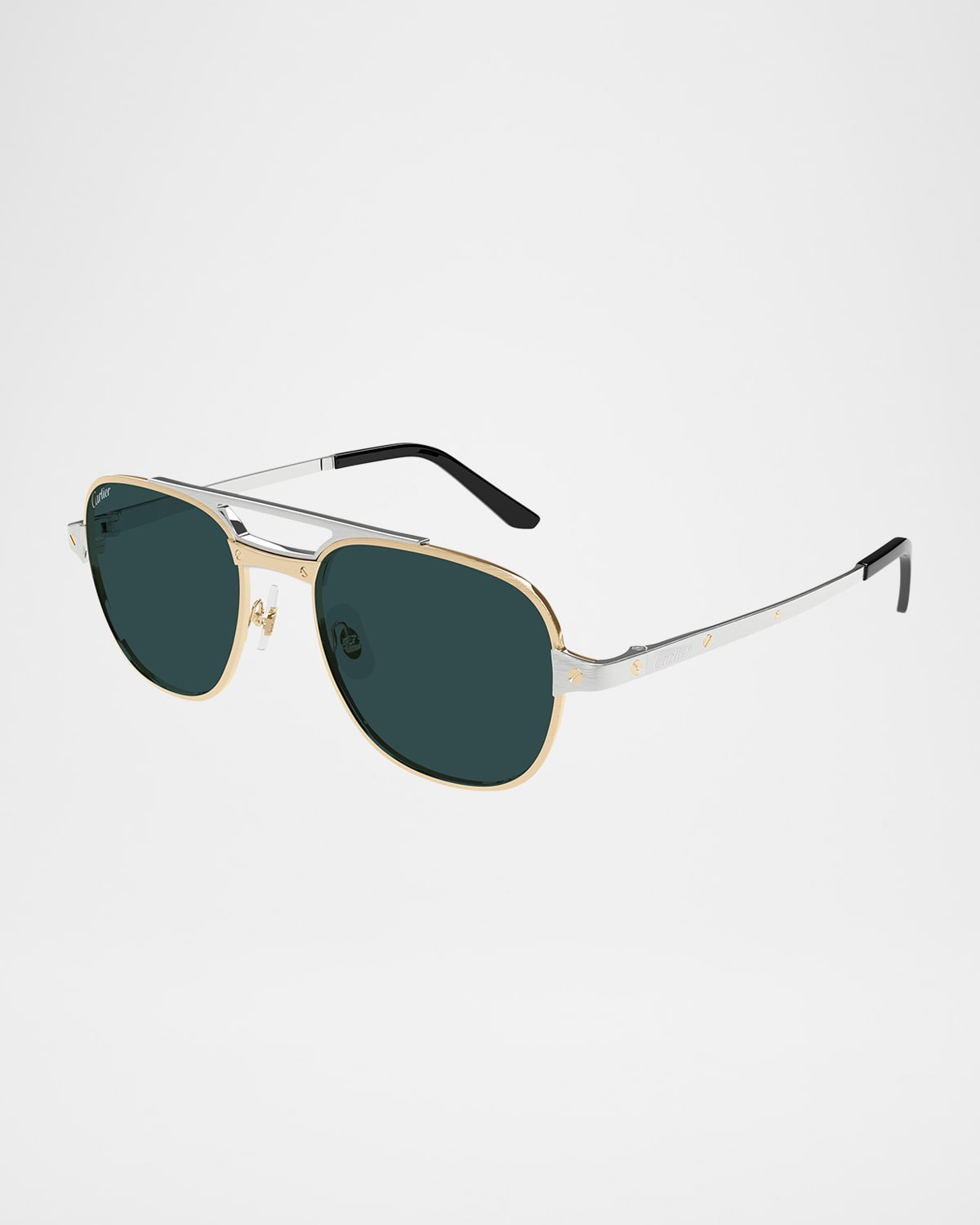 Cartier 56mm Polarized Panthos Sunglasses In Brushed Golden Platinum Finish