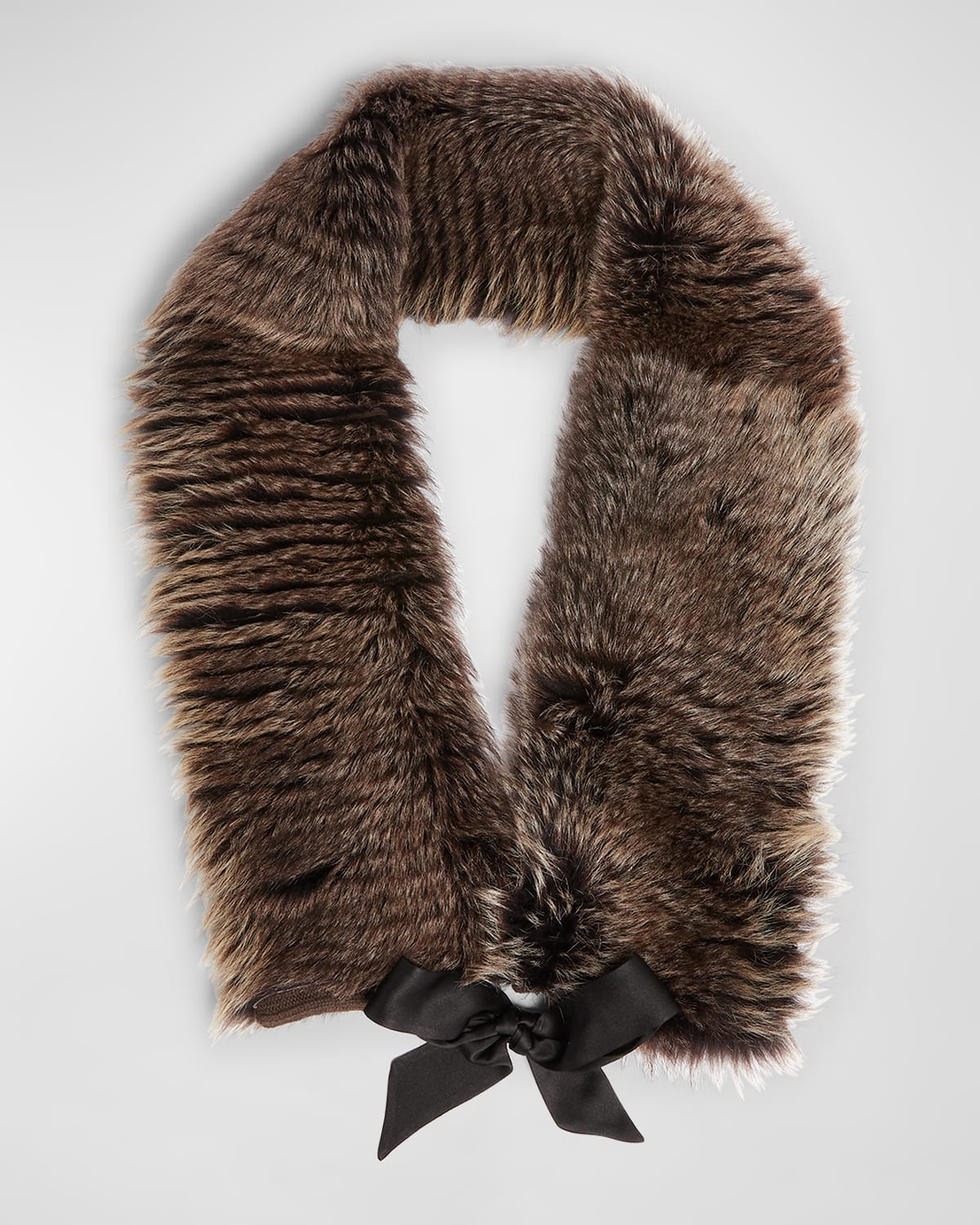 Saint Laurent Lamb Fur & Cashmere Scarf In Dark Brown