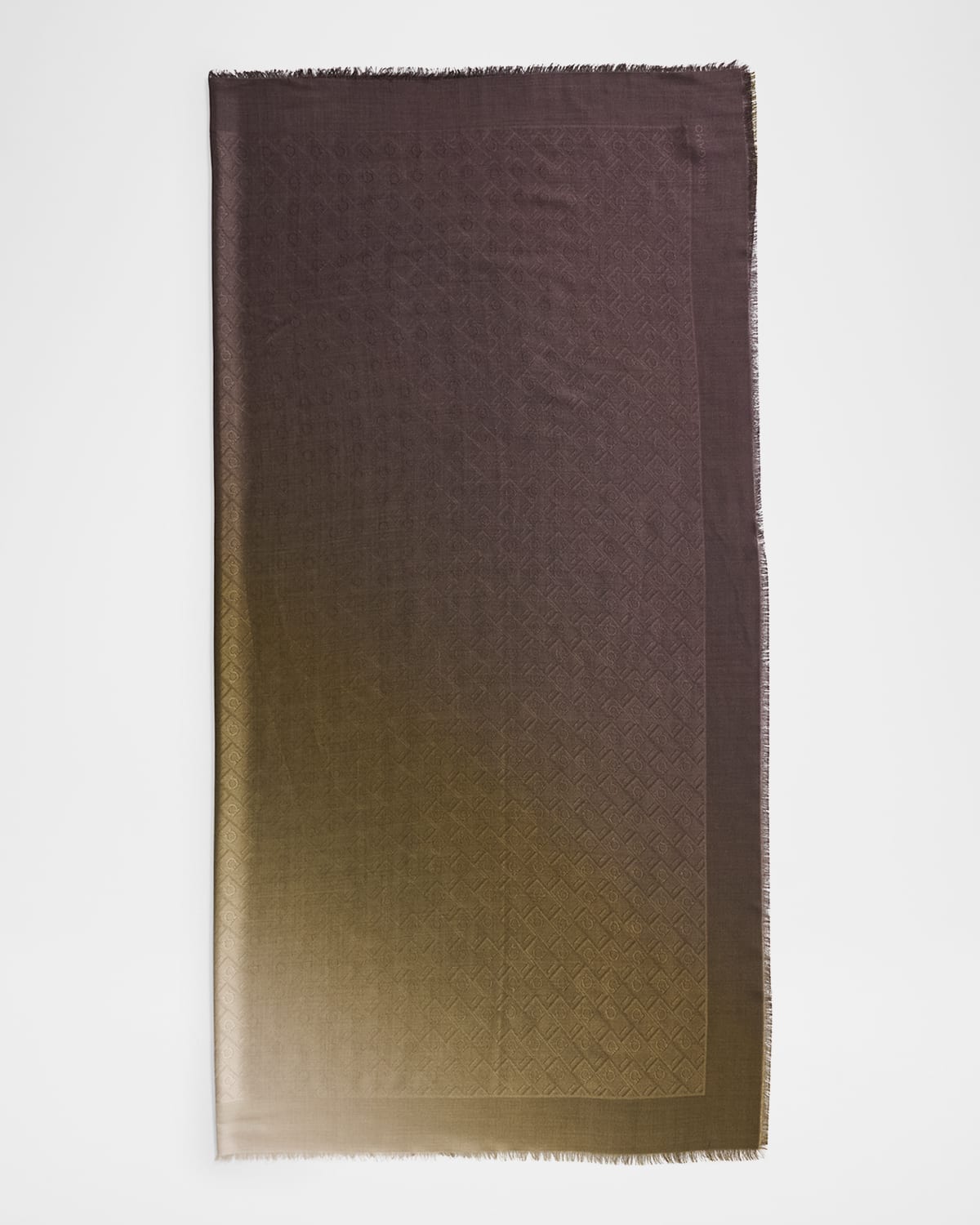 Ferragamo Monogram-print Silk Scarf In Expresso Olive Mascarpone