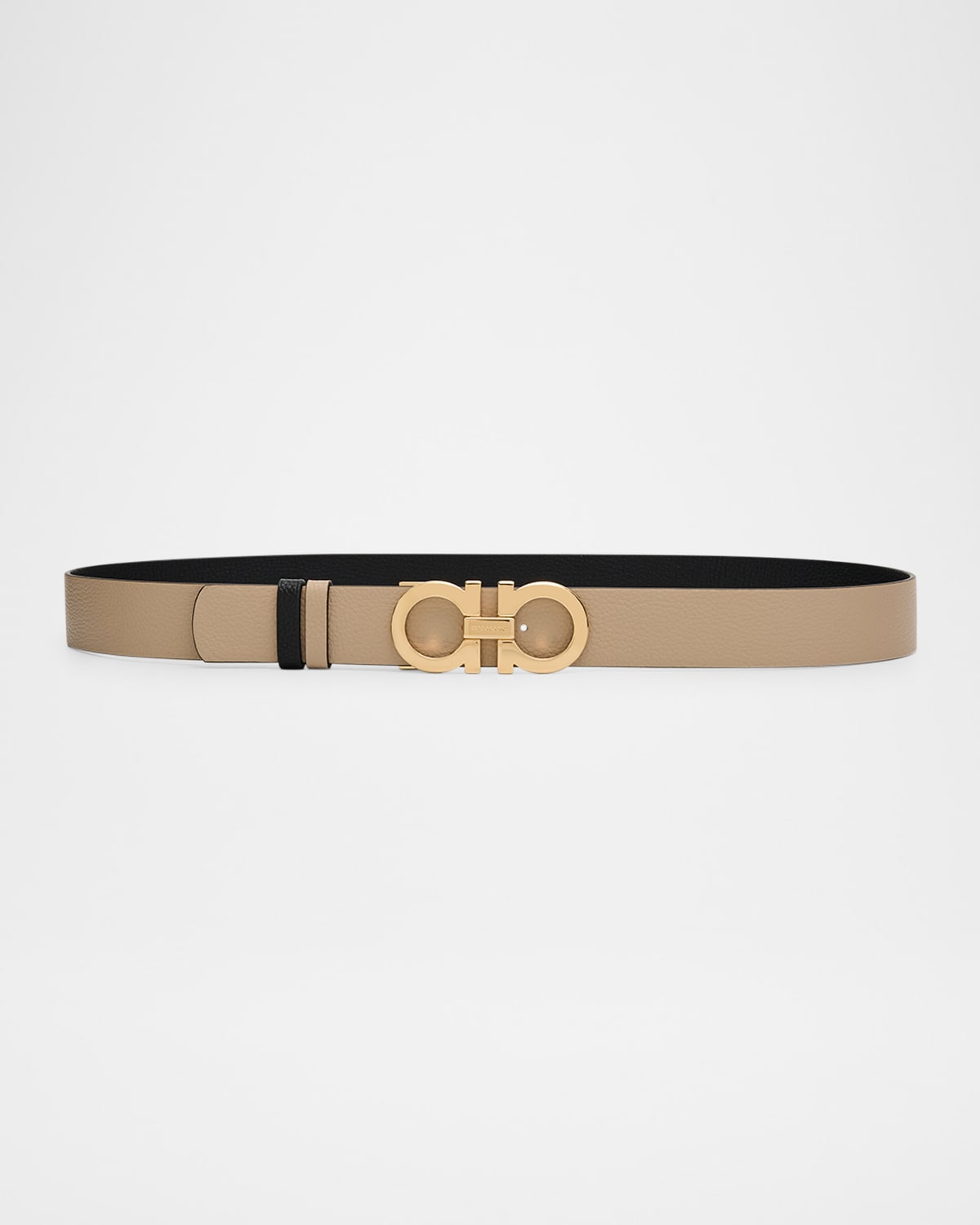 Ferragamo Mediterraneo Reversible Leather Gancini Belt In Brown