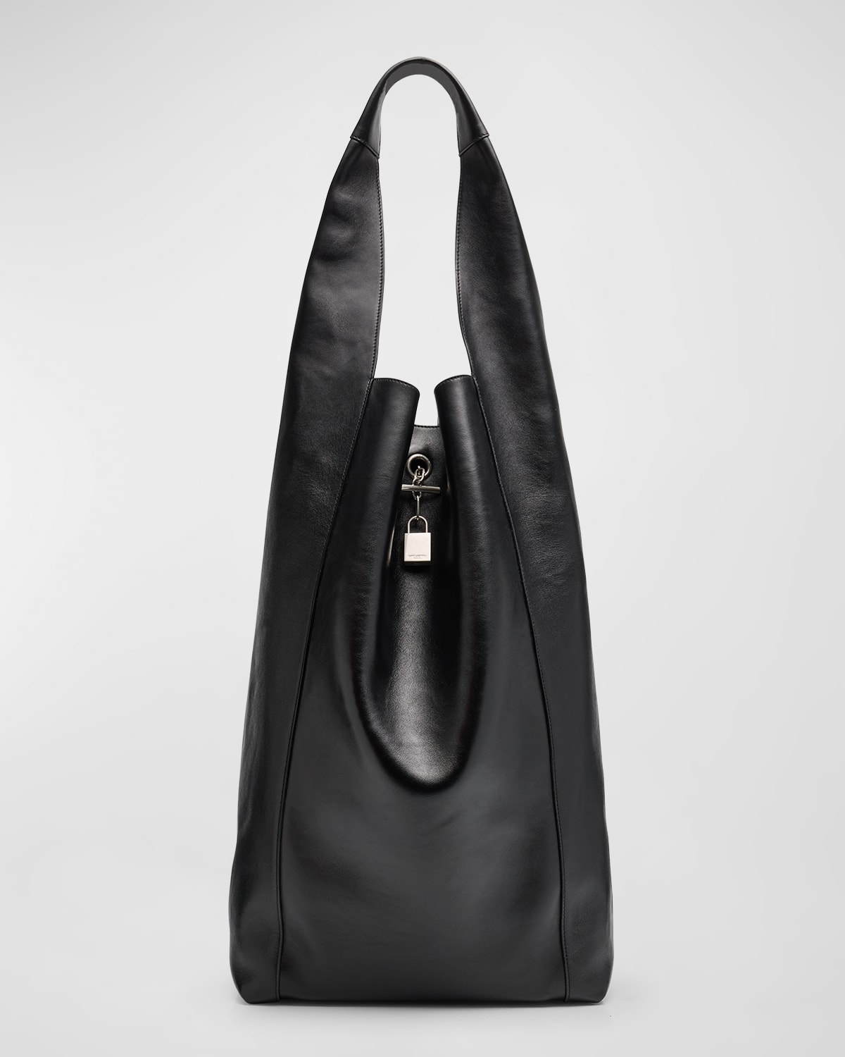 Saint Laurent Men's Leather Tanger Tote Bag In Nero