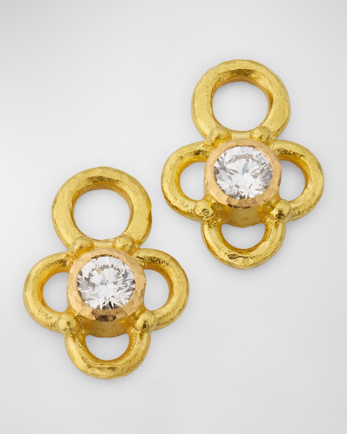 19K Yellow Gold Round 4mm Diamond Earring Pendants