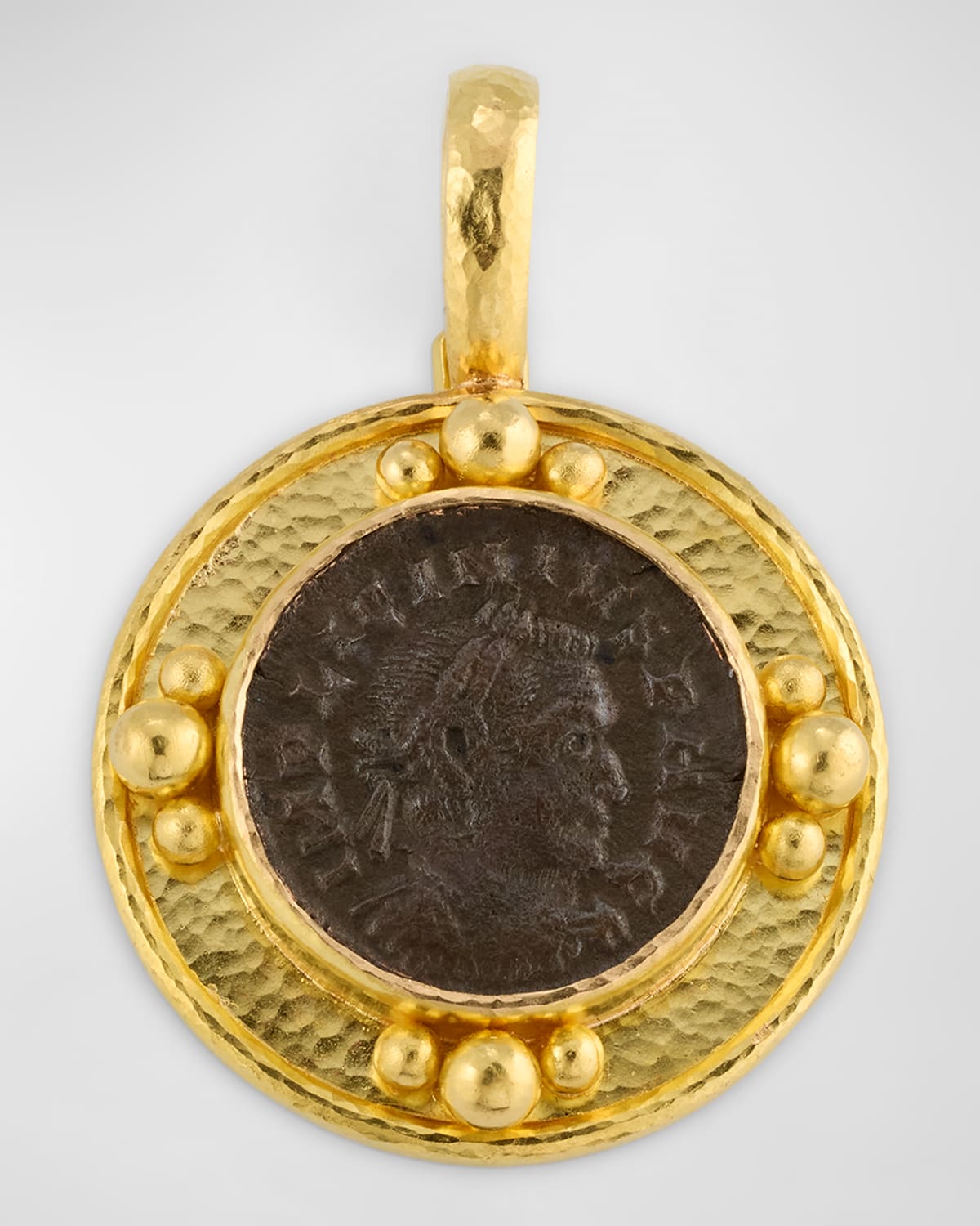 19K Yellow Gold Roman Bronze Coin Pendant