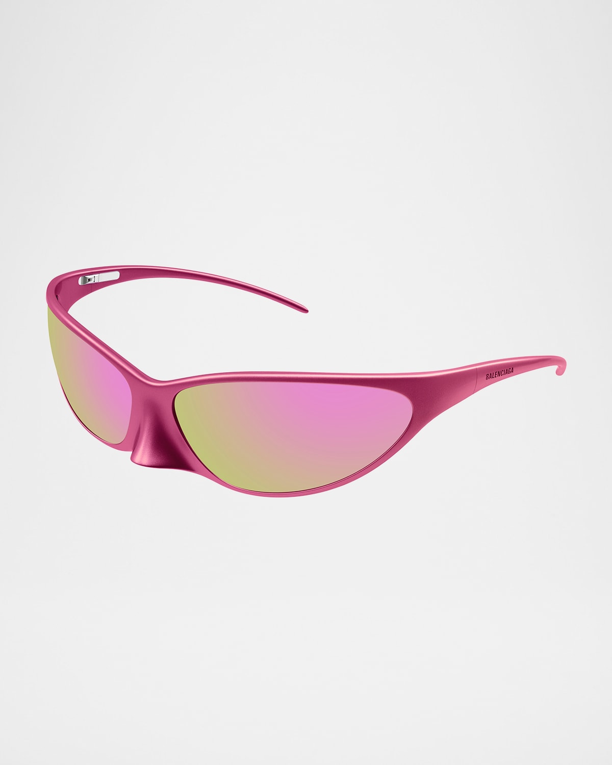 Balenciaga Aluminum Wrap Sunglasses In Shiny Metallic Pink