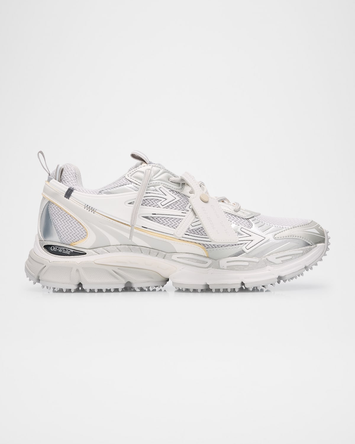 Off-white Ow Be Right Grey Low Top Sneakers With Zip-tie Detail In Mesh And Leather Man In Gray