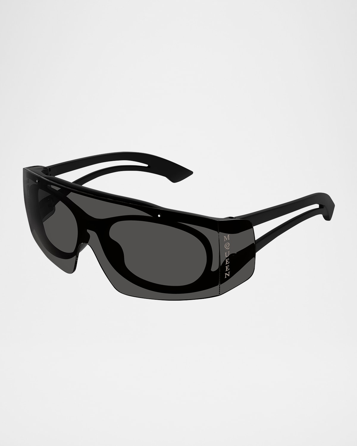 Alexander Mcqueen Am0489s Logo-print Shield Plastic Sunglasses In Matte Black