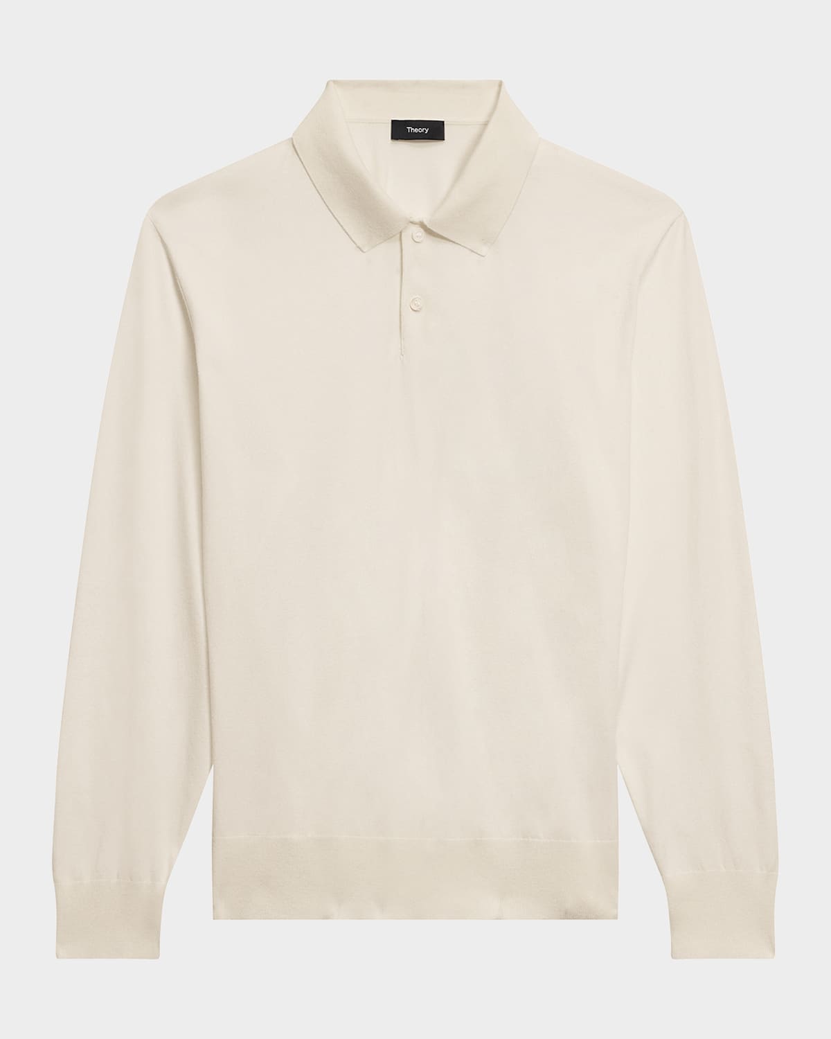 Theory Goris Long Sleeve Polo In Light Bilen Alabaster In Neutral