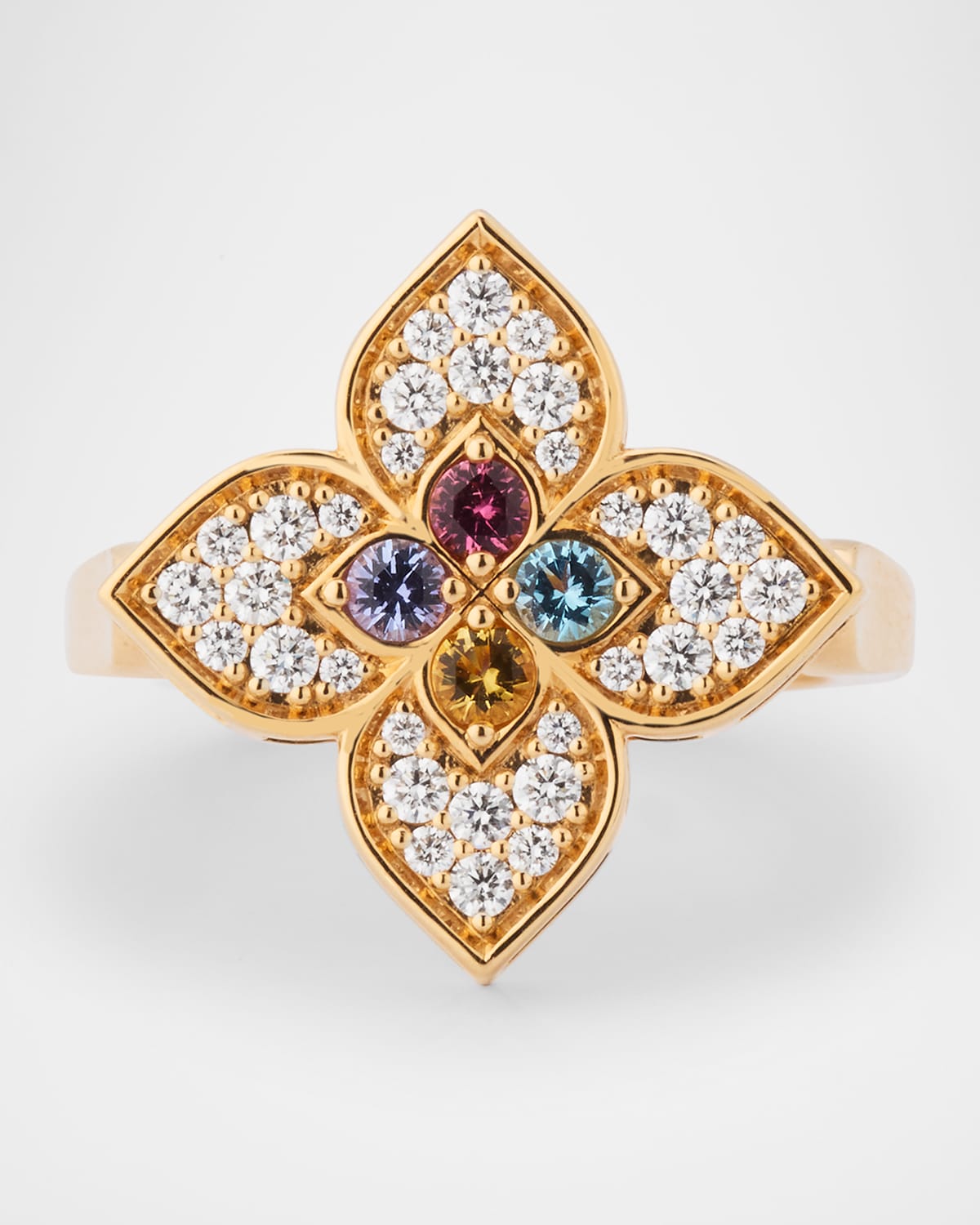 Roberto Coin 18K Rose Gold Venetian Princess Diamond Ring with Topaz, Tanzanite, Rubellite, and Citrine