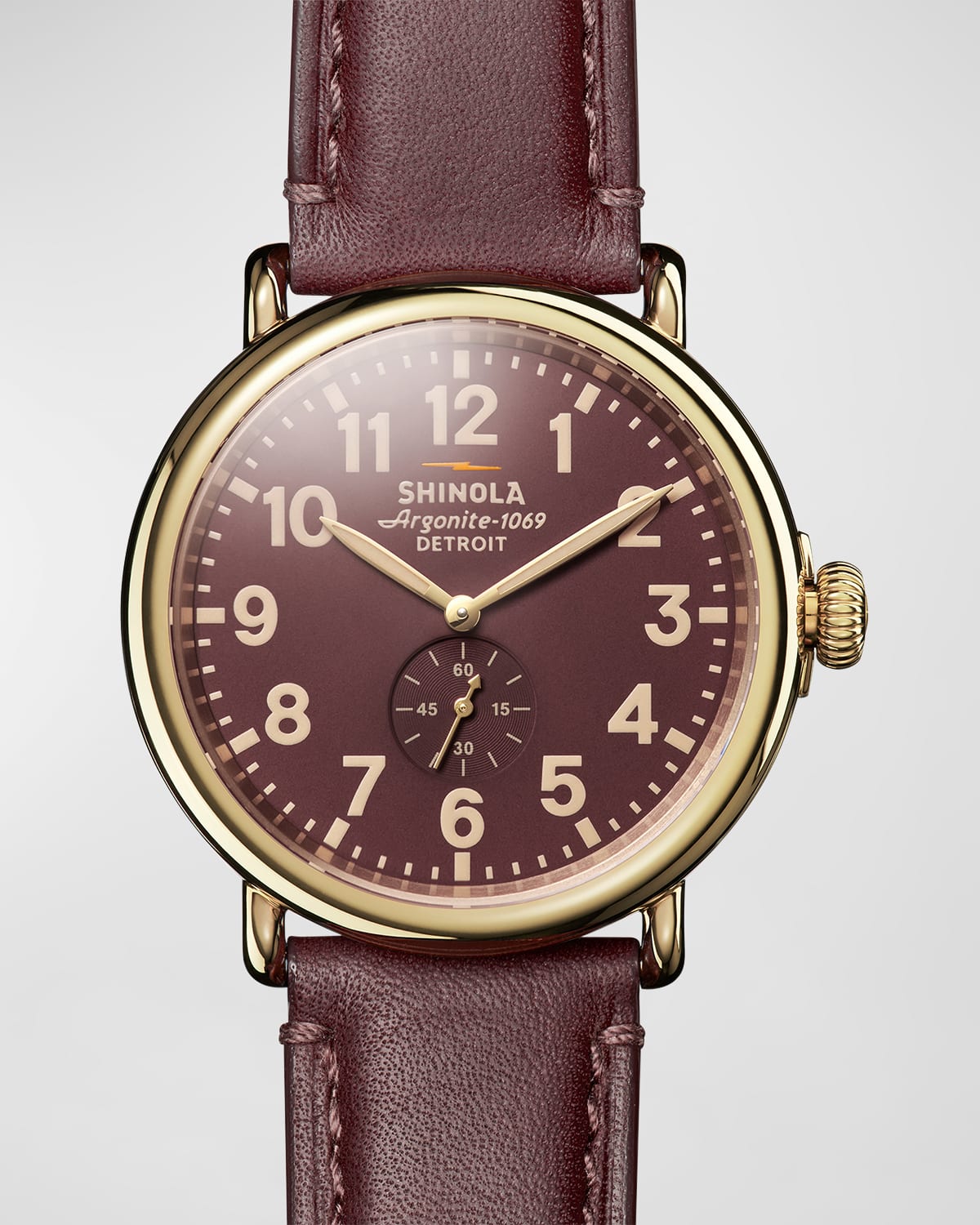 Runwell Leather-Strap Watch, 47mm