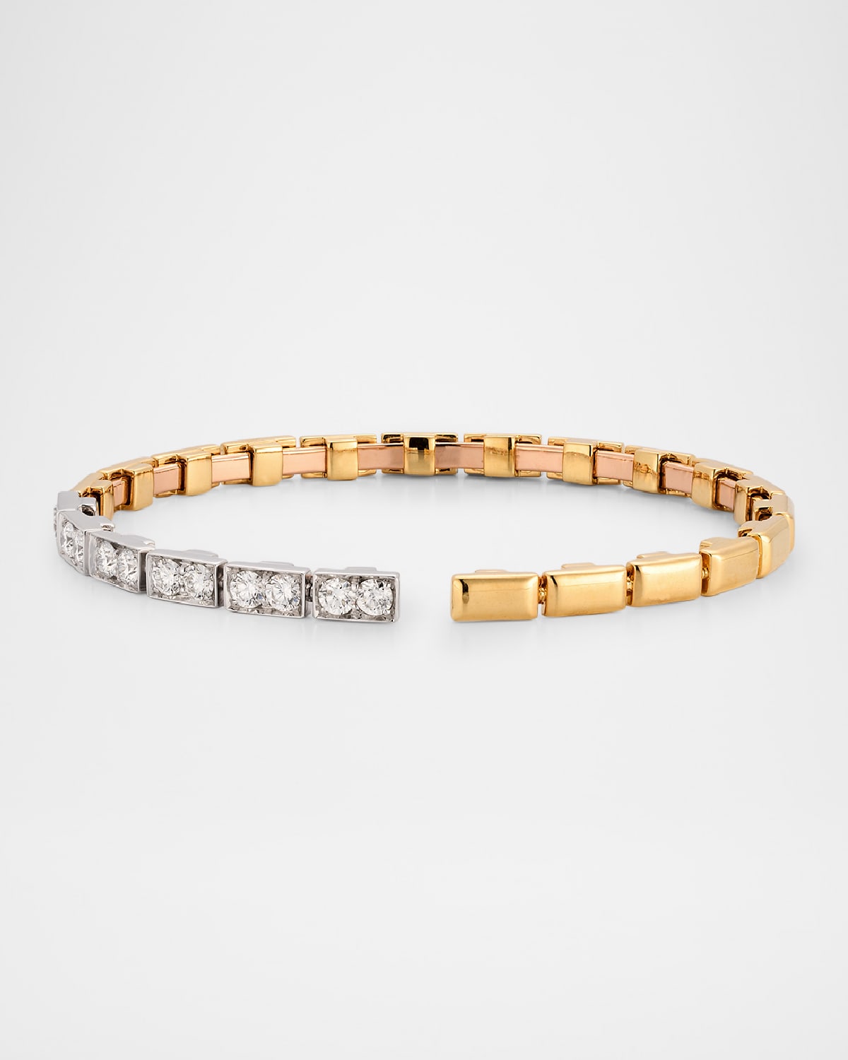 18K Gold Rectangle Bangle Bracelet with Diamonds
