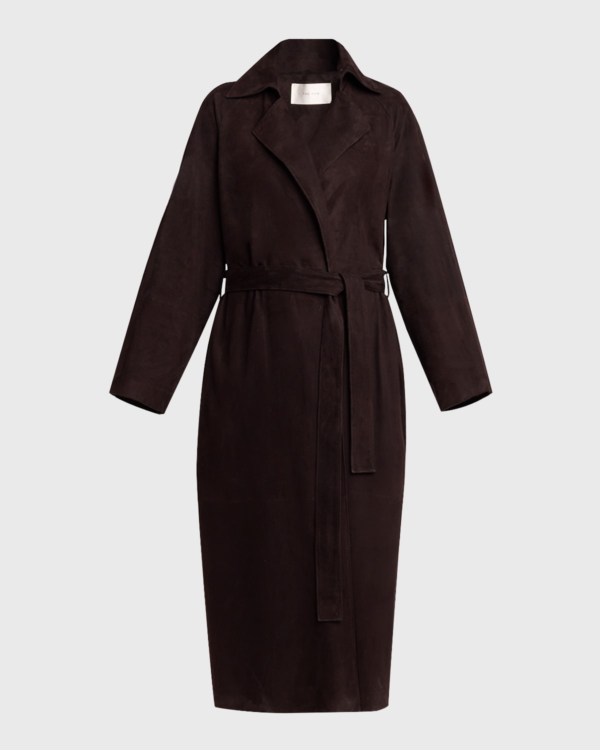 The Row Poseidone Suede Coat In Dark Brown