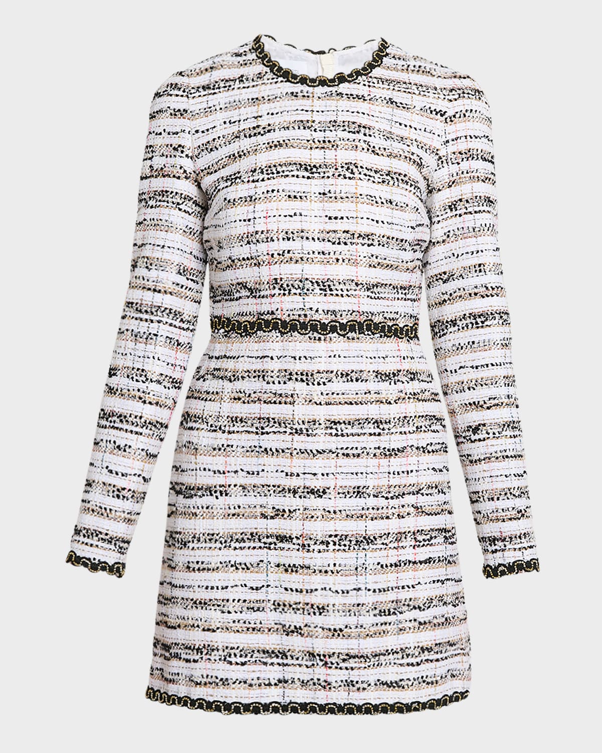 Metallic Tweed Long-Sleeve Mini Dress