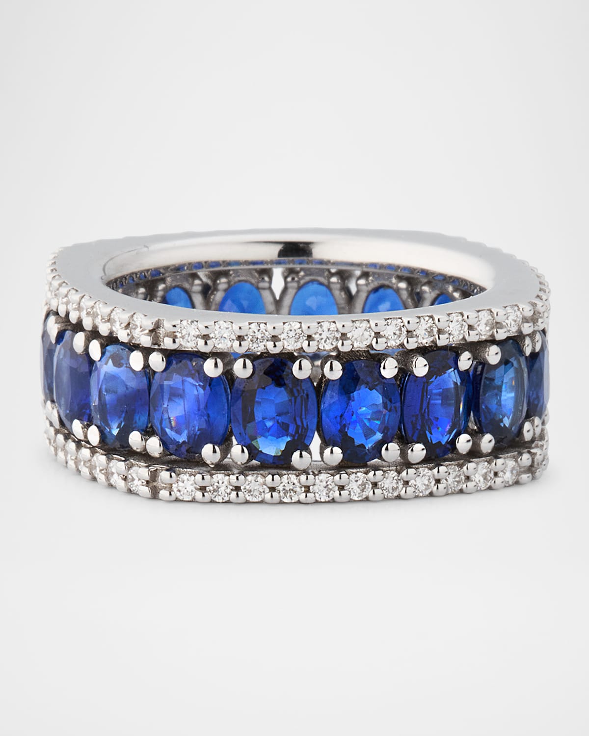 Procida 18K White Gold Blue Sapphire and Diamond Ring