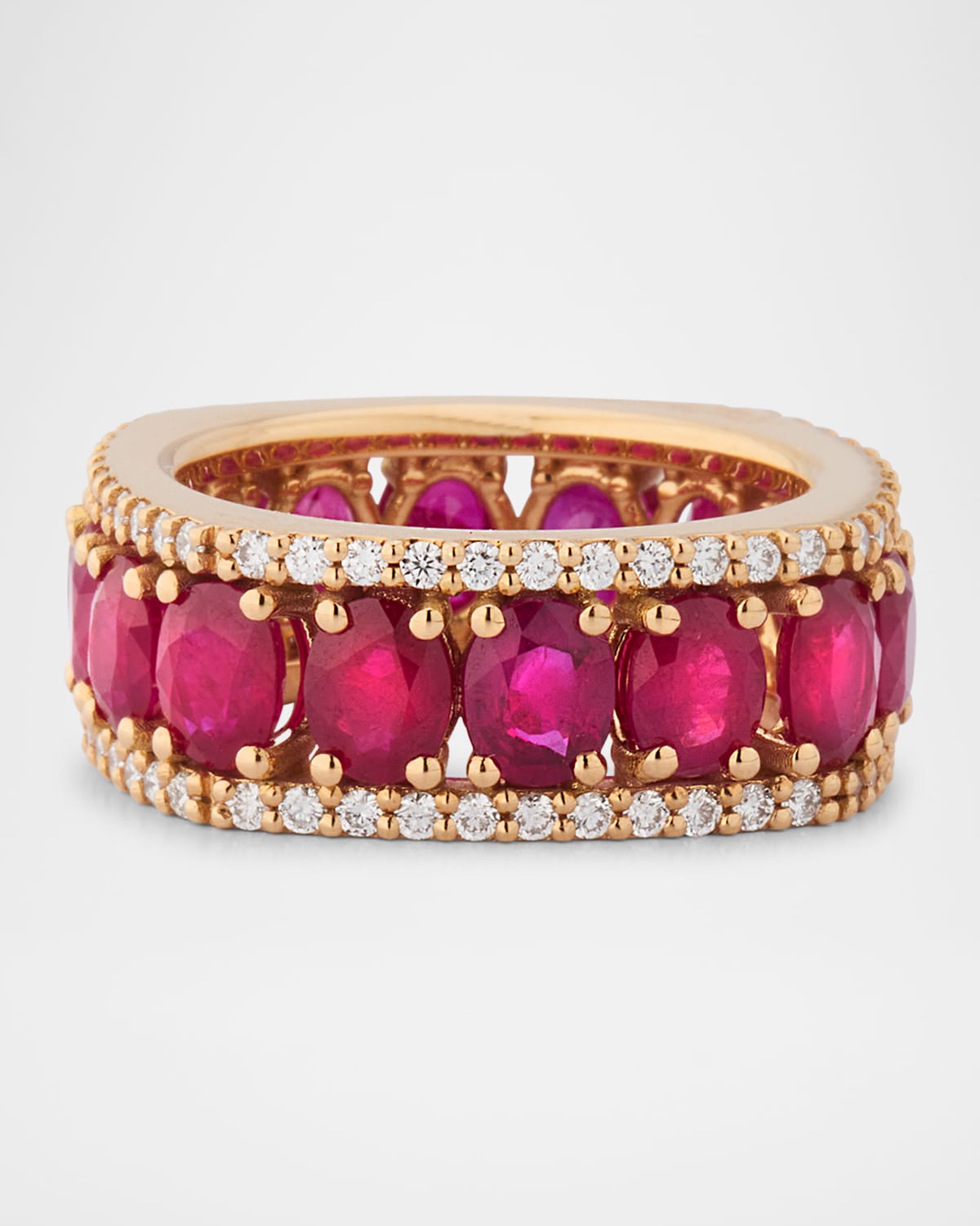 18K Rose Gold Procida Diamond and Ruby Band Ring