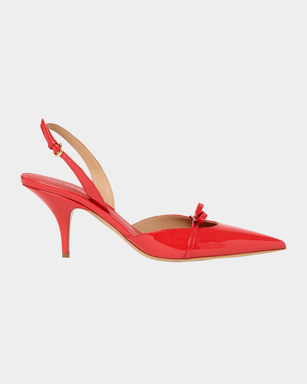 Shop Ferragamo Gylla Patent Bow Slingback Pumps In Flame Red