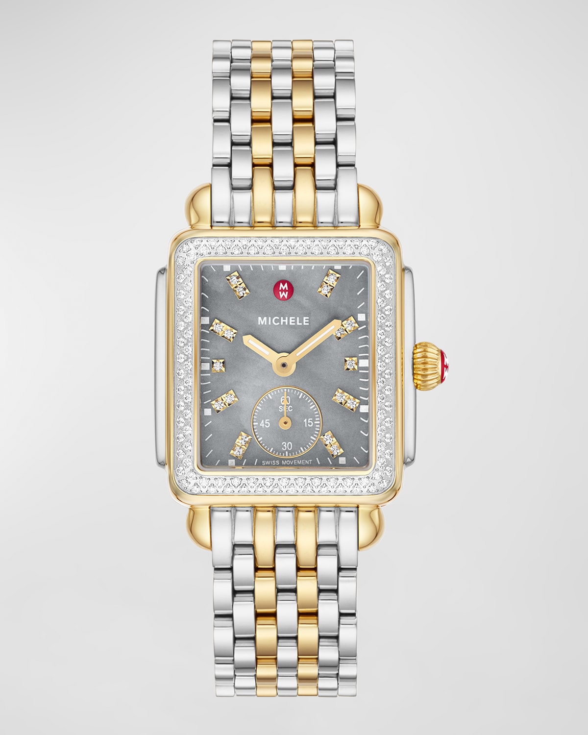 Deco Mid Diamond Graphite Mother of Pearl Watch