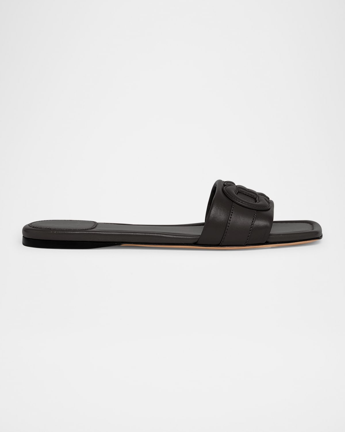 Ferragamo Liss Black Sandals With Embossed Logo On The Band And Square Toe In Leather Woman In Nero